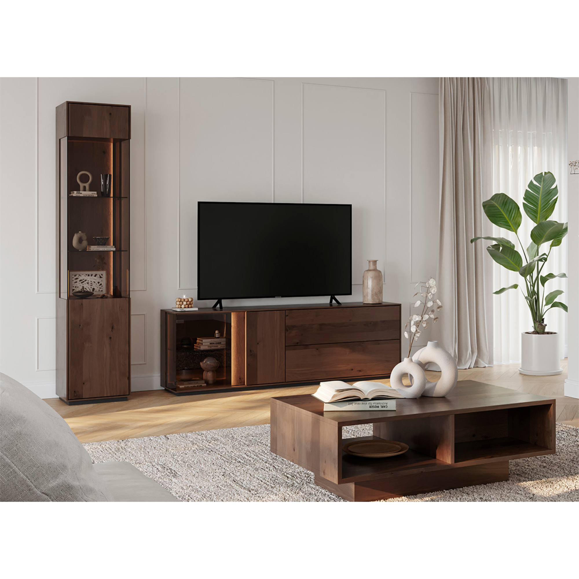 Vitrina Collodi 43x205cm, Materijal: Masivno Drvo Hrast