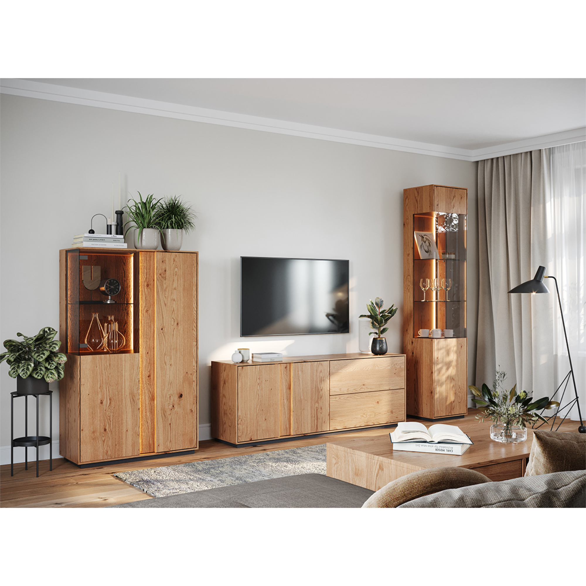 Vitrina Collodi 85x140cm, Materijal: Masivno Drvo Hrast