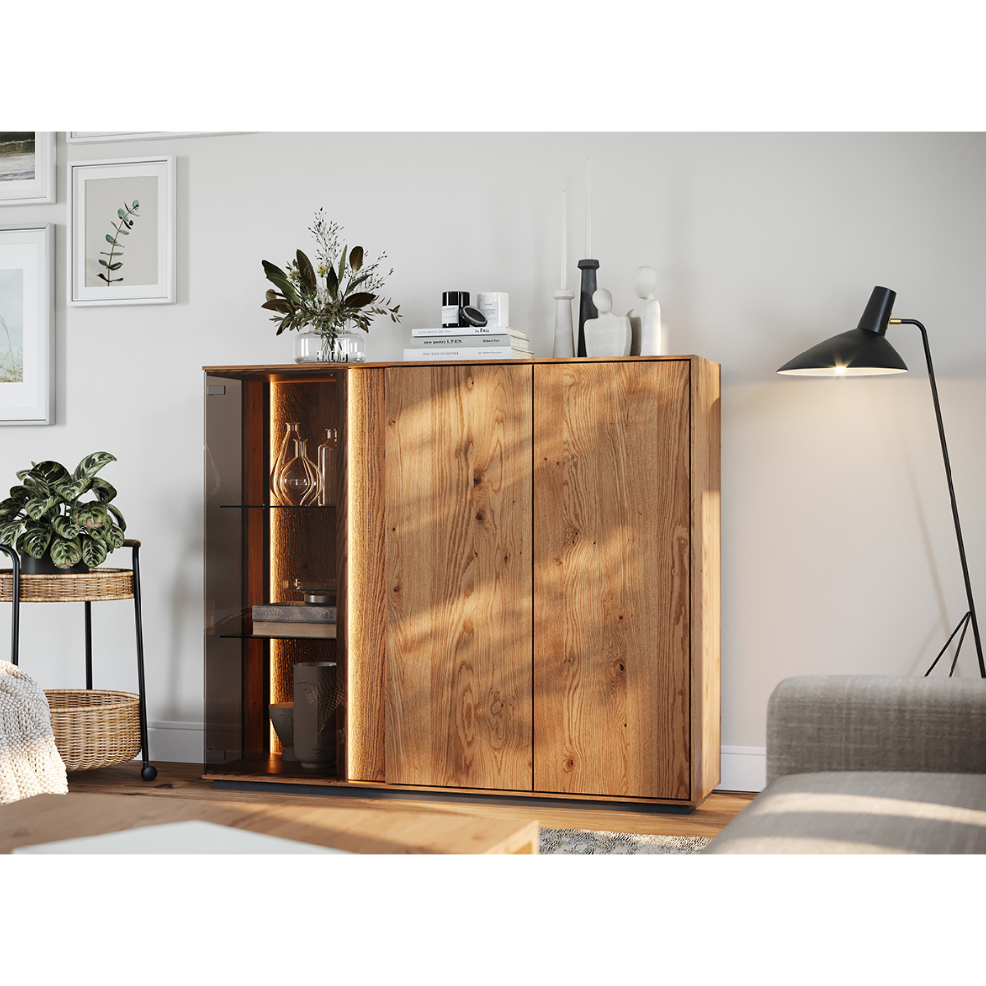 Vitrina Collodi 135x115cm, Materijal: Masivno Drvo Hrast