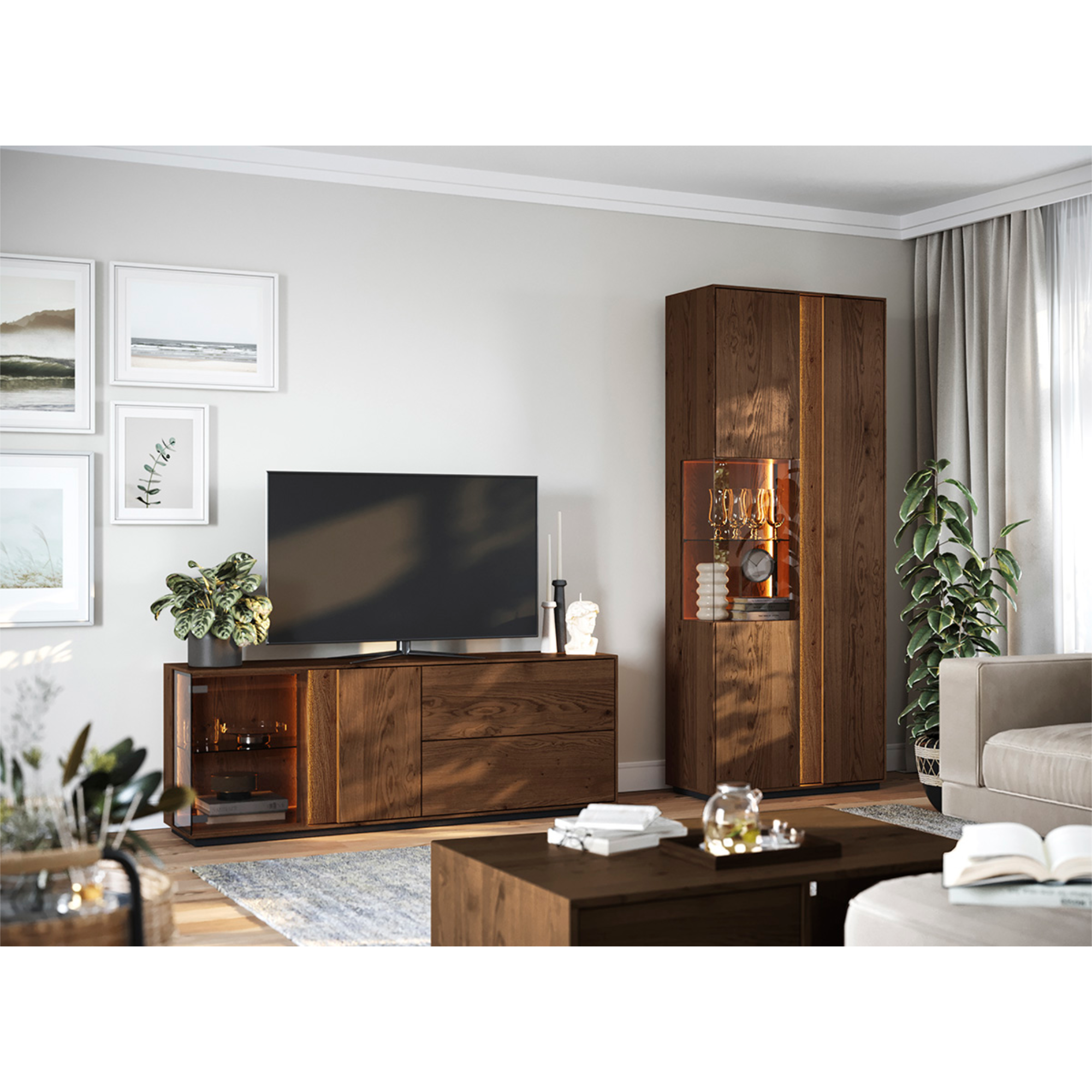 Vitrina Collodi 84,50x205cm, Materijal: Masivno Drvo Hrast