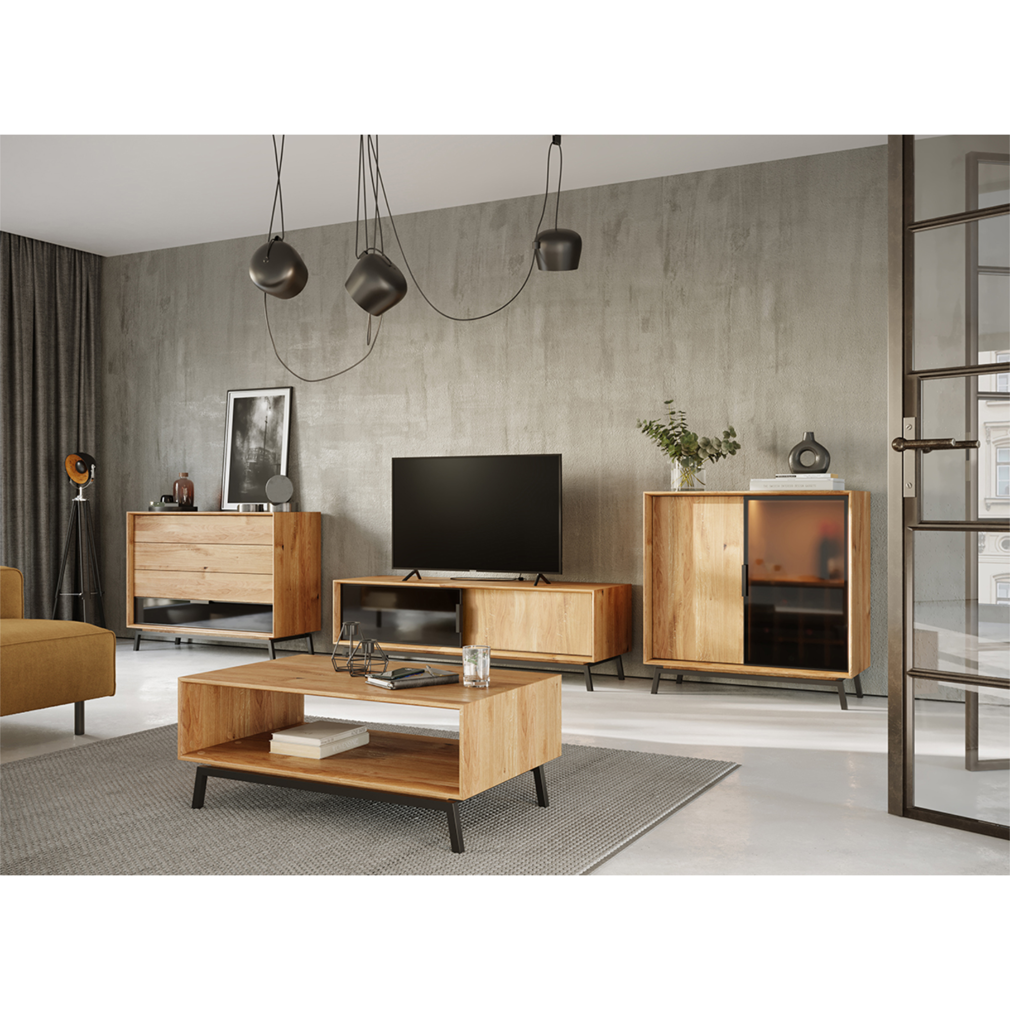 Klub stolić Modern Loft 100,50x60cm, Materijal: Masivno Drvo Hrast