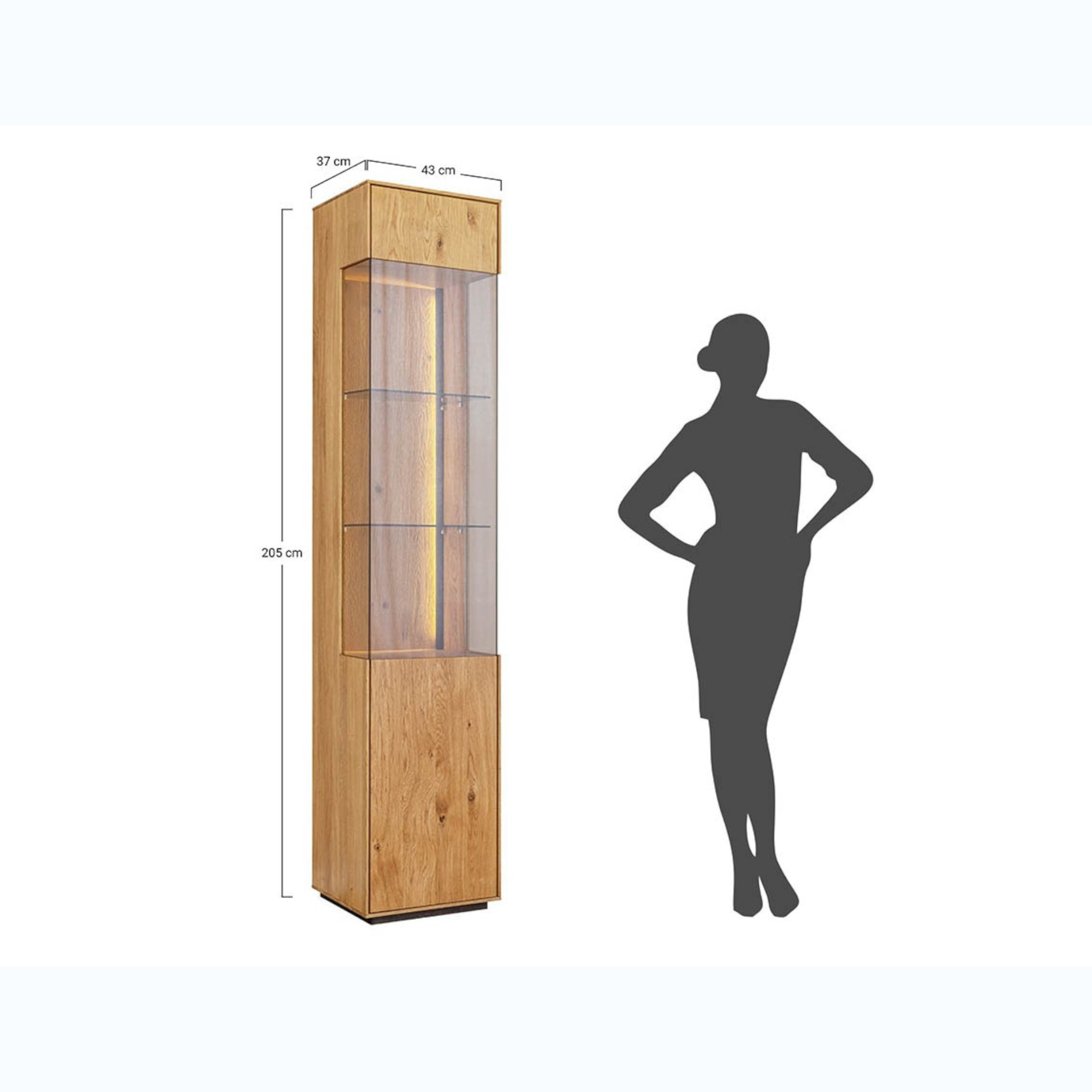 Vitrina Collodi 43x205cm, Materijal: Masivno Drvo Hrast