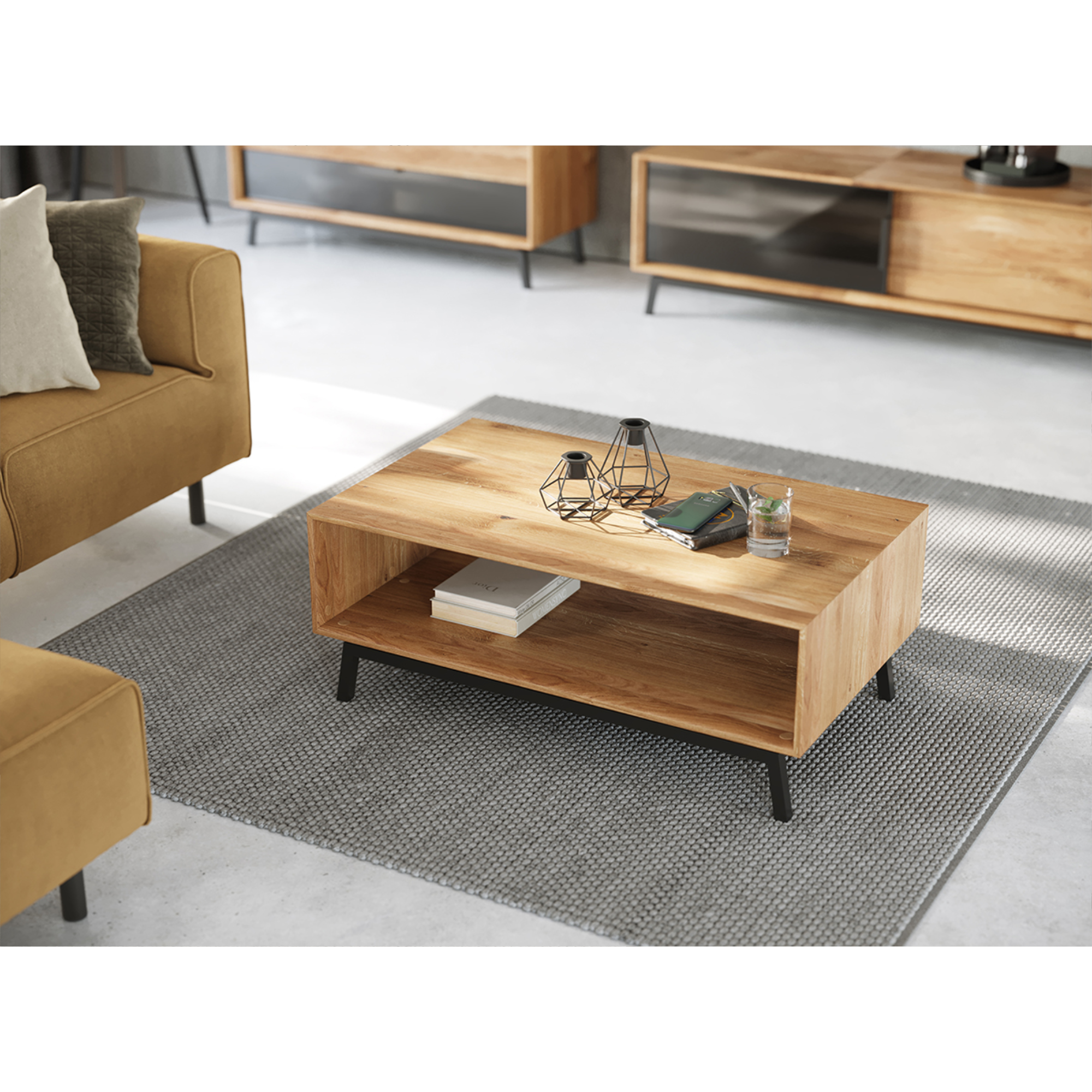 Klub stolić Modern Loft 100,50x60cm, Materijal: Masivno Drvo Hrast
