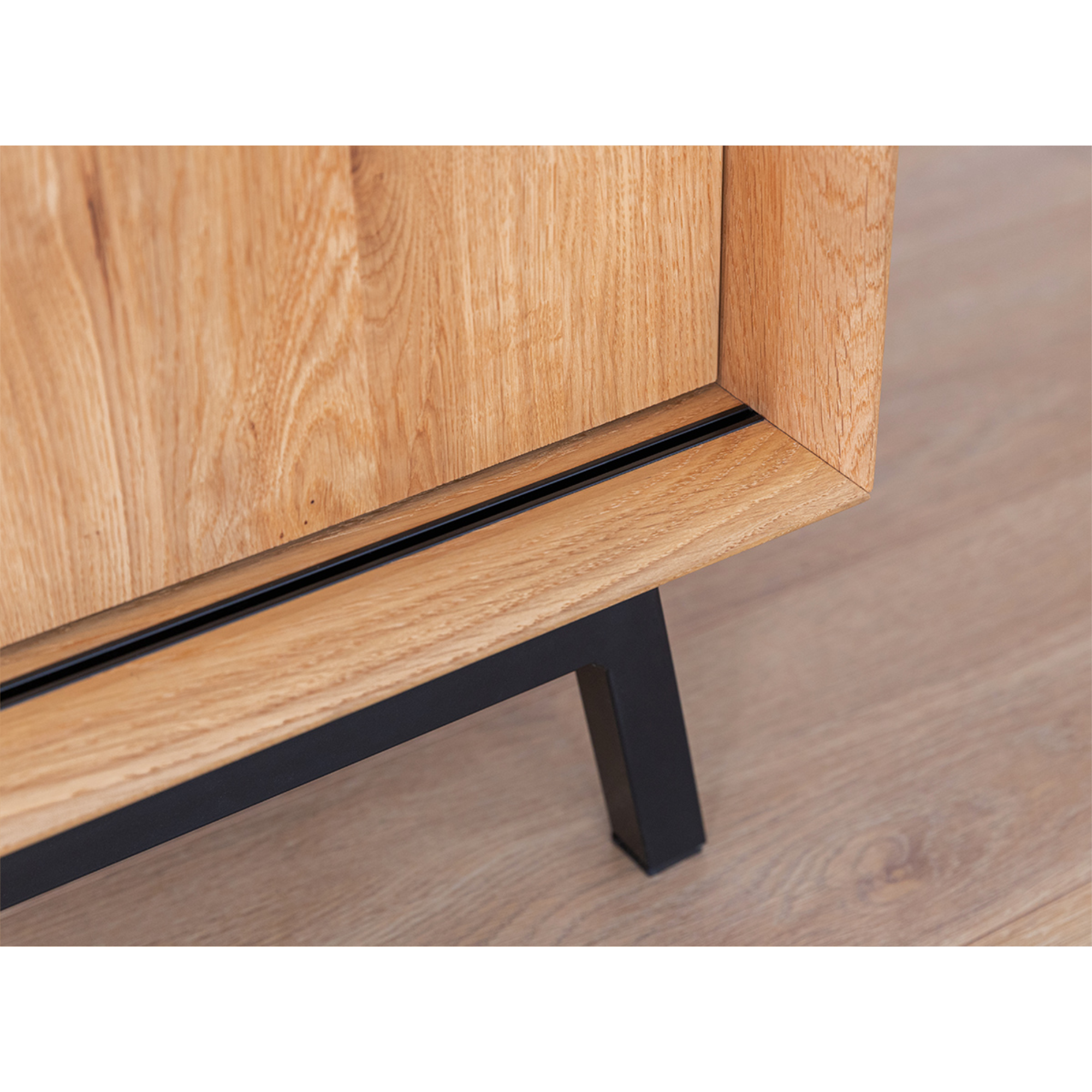 TV Komoda Modern Loft 200x50cm Sa Staklom, Materijal: Masivno Drvo Hrast