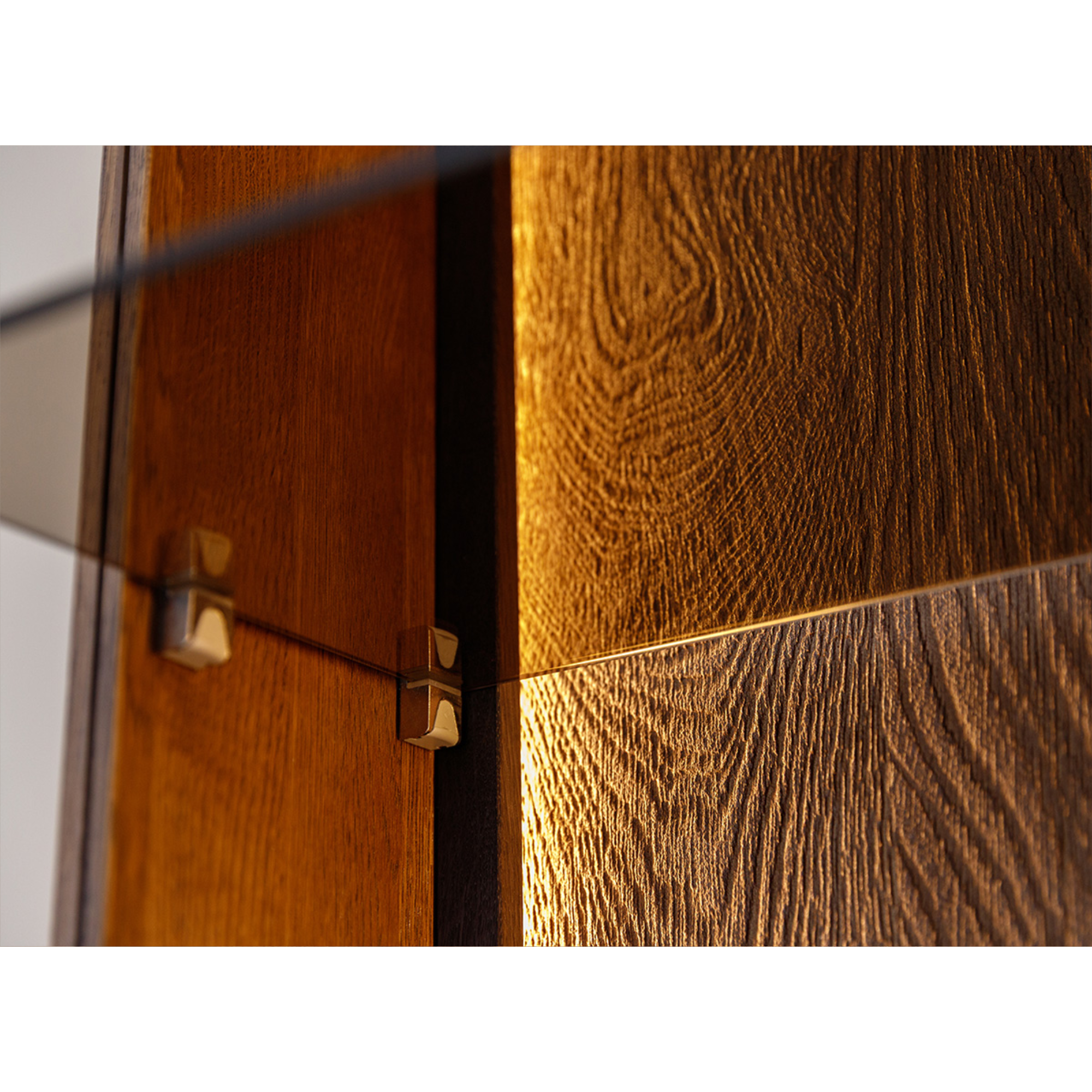 Staklena Vitrina Collodi 135x115cm, Materijal: Masivno Drvo Hrast
