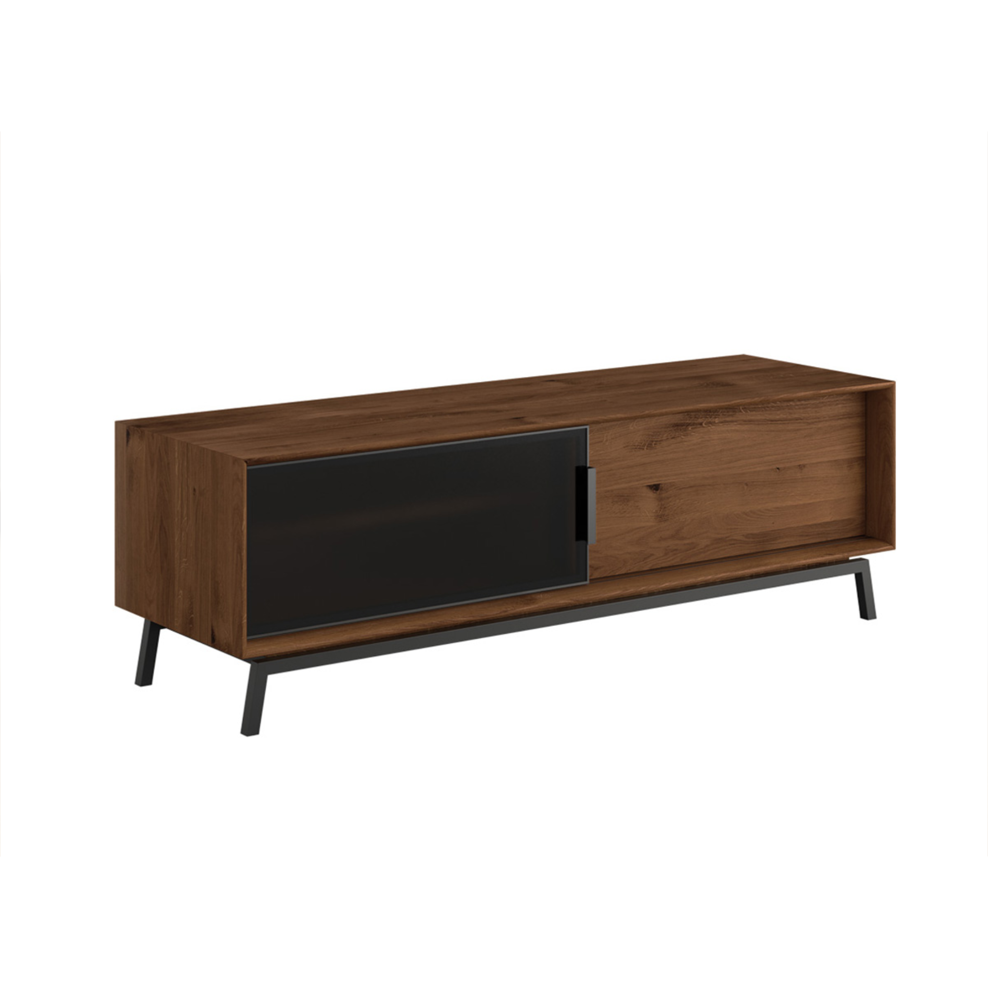 TV Komoda Modern Loft 200x50cm Sa Staklom, Materijal: Masivno Drvo Hrast