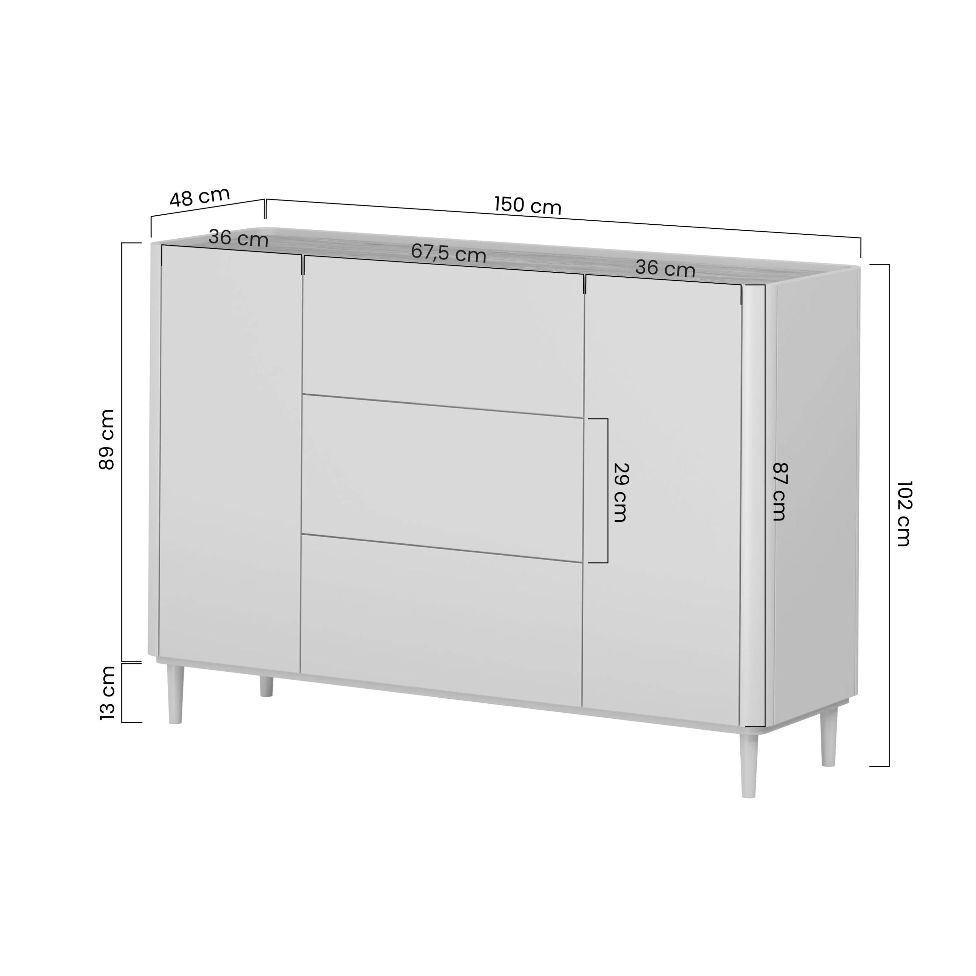 Komoda Elivo 150cm, Materijal: MDF,Melaminska ploča