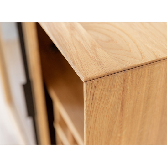 Komoda Modern Loft 101x45cm Sa Staklom, Materijal: Masivno Drvo Hrast