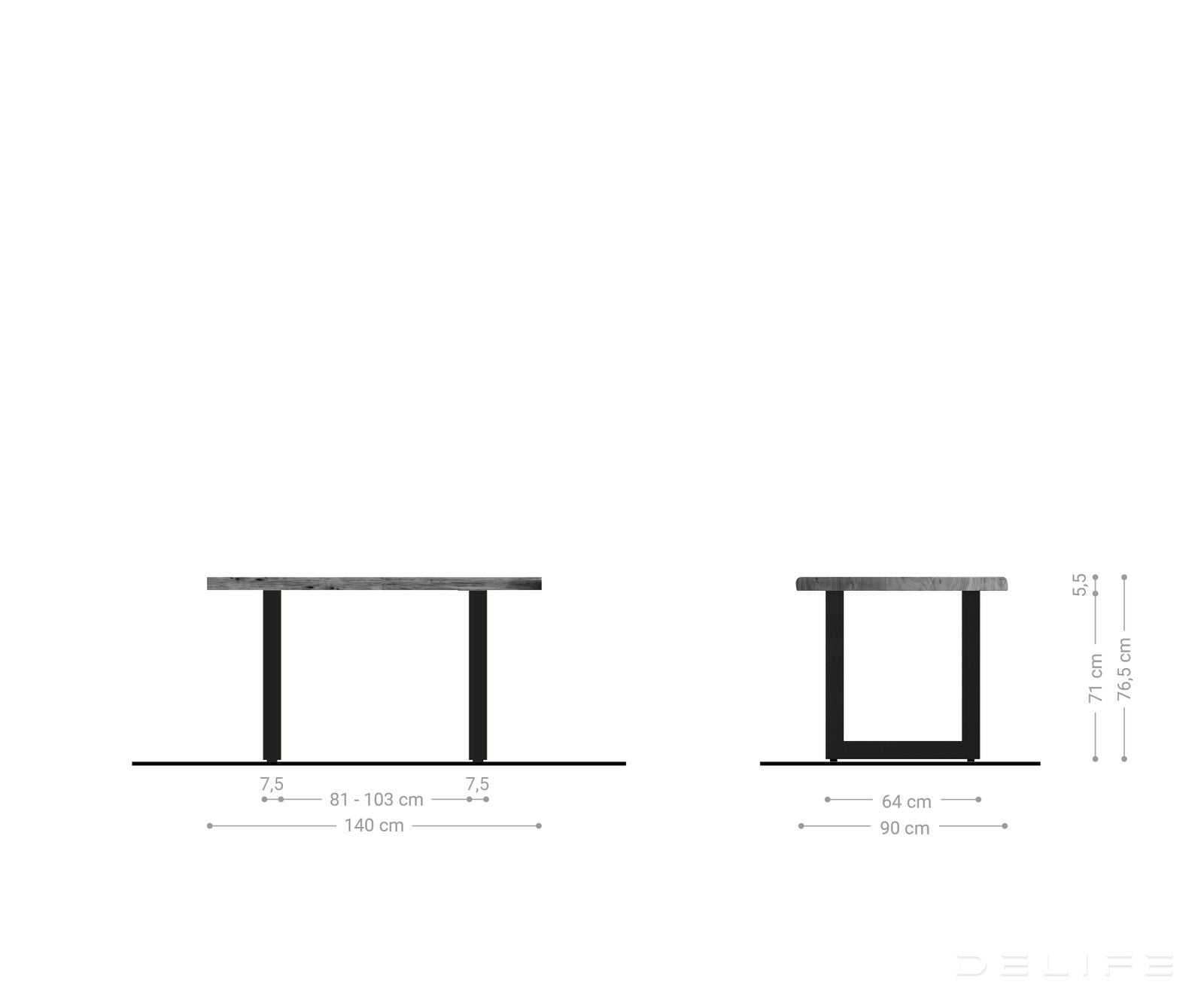 Blagovaonski stol Edge, Materijal: Bagrem, Debljina ploče: 5,5cm