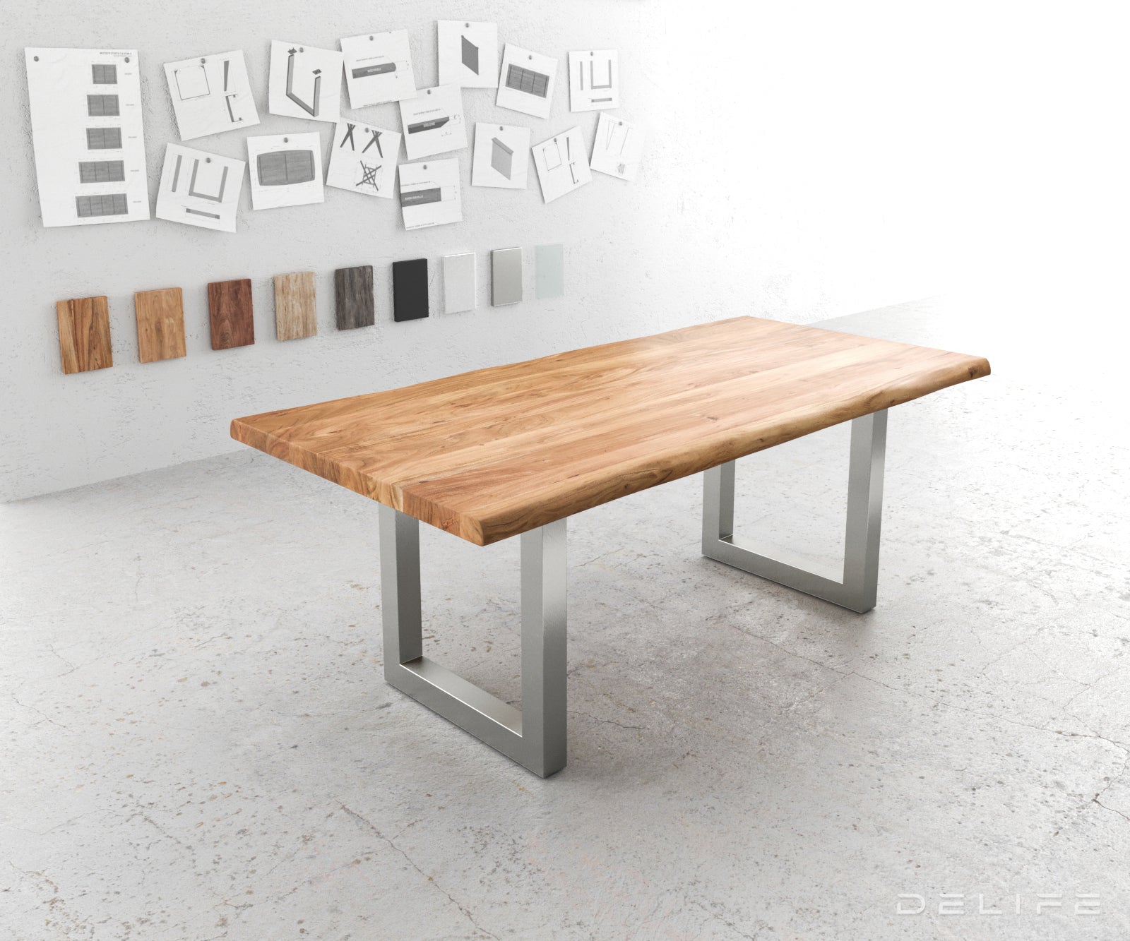 Blagovaonski stol Edge, Materijal: Bagrem, Debljina ploče: 5,5cm