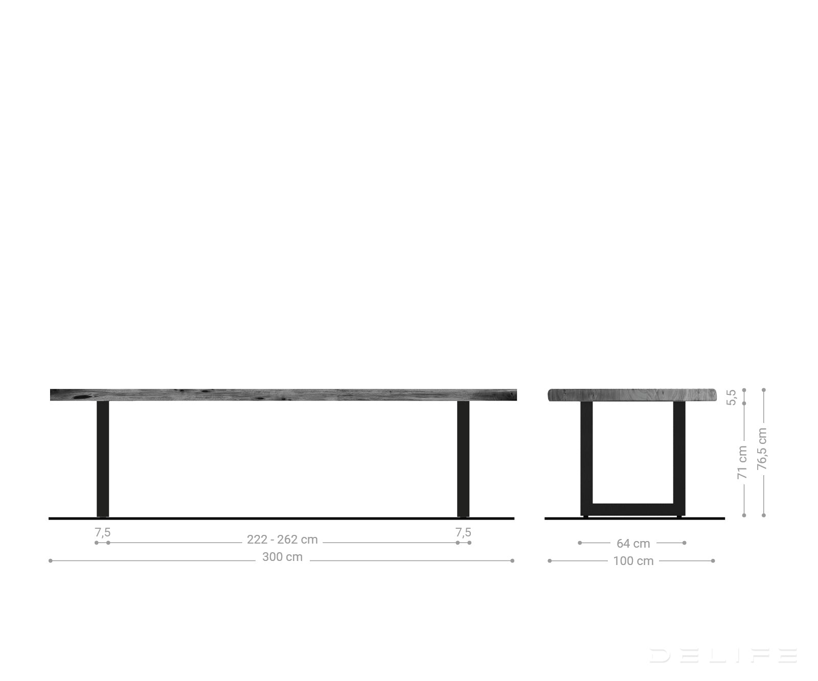 Blagovaonski stol Edge, Materijal: Bagrem, Debljina ploče: 5,5cm
