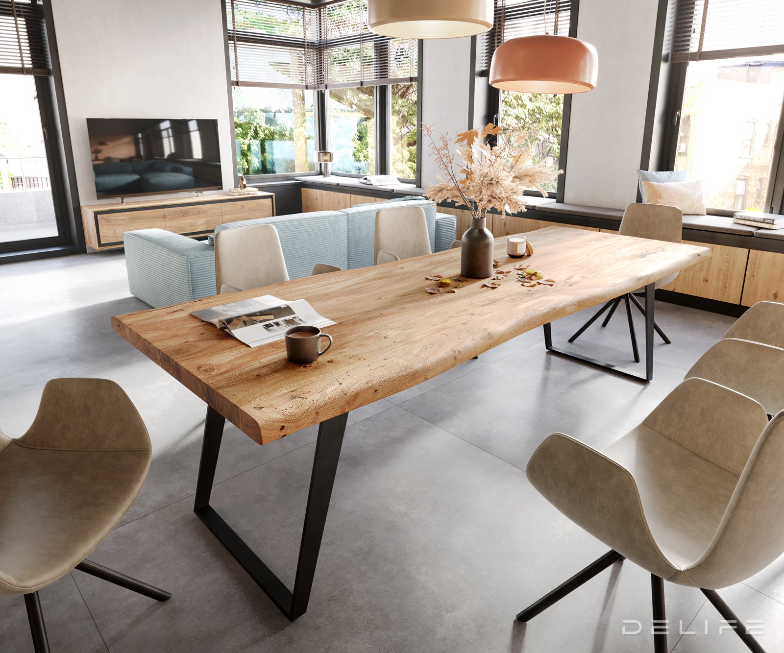 Blagovaonski stol Edge, Materijal: Bagrem, Debljina ploče: 5,5cm