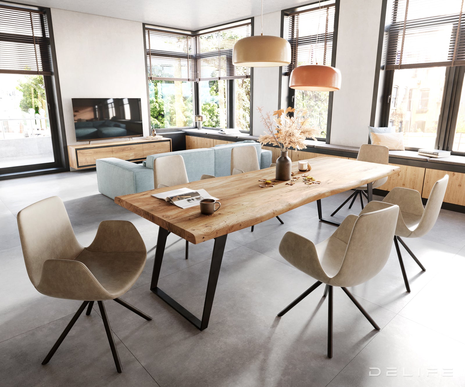 Blagovaonski stol Edge, Materijal: Bagrem, Debljina ploče: 5,5cm