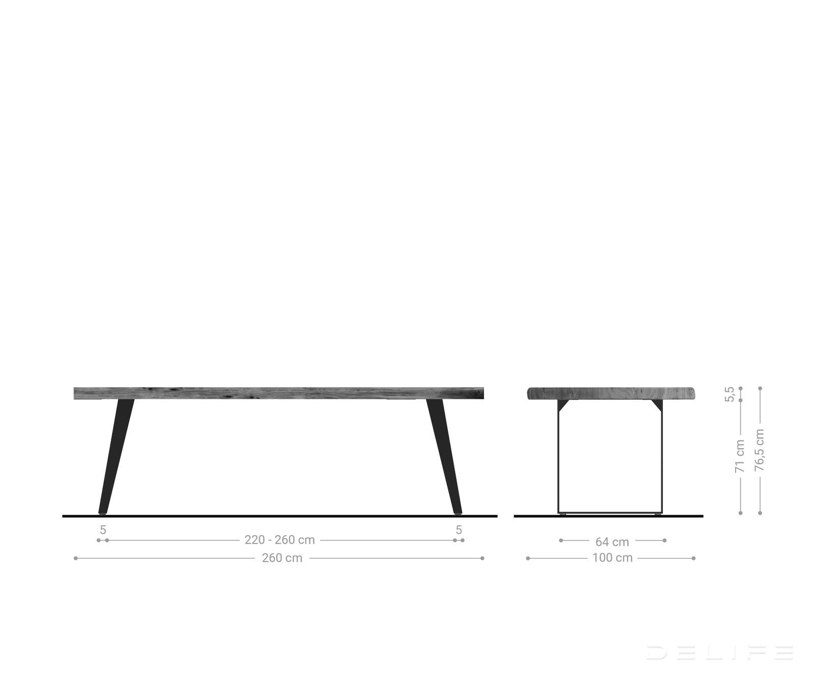 Blagovaonski stol Edge, Materijal: Bagrem, Debljina ploče: 5,5cm