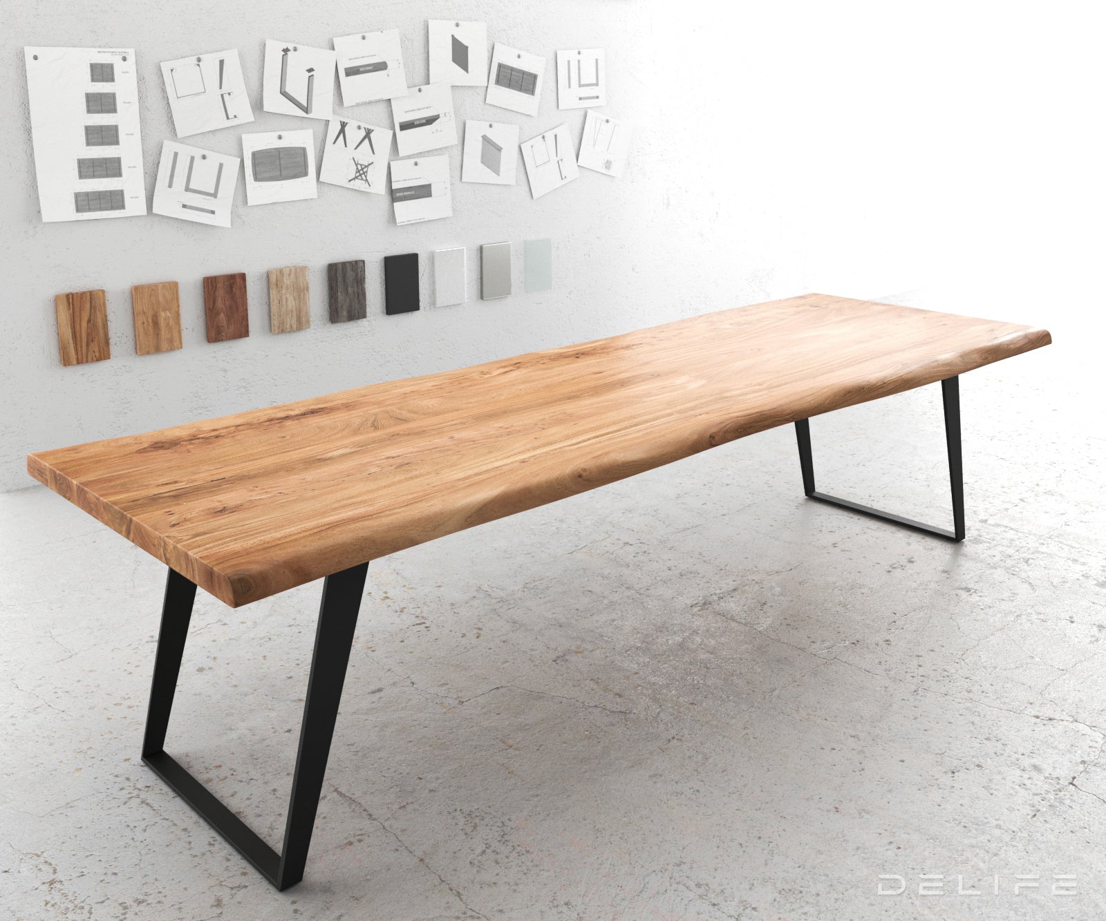 Blagovaonski stol Edge, Materijal: Bagrem, Debljina ploče: 5,5cm