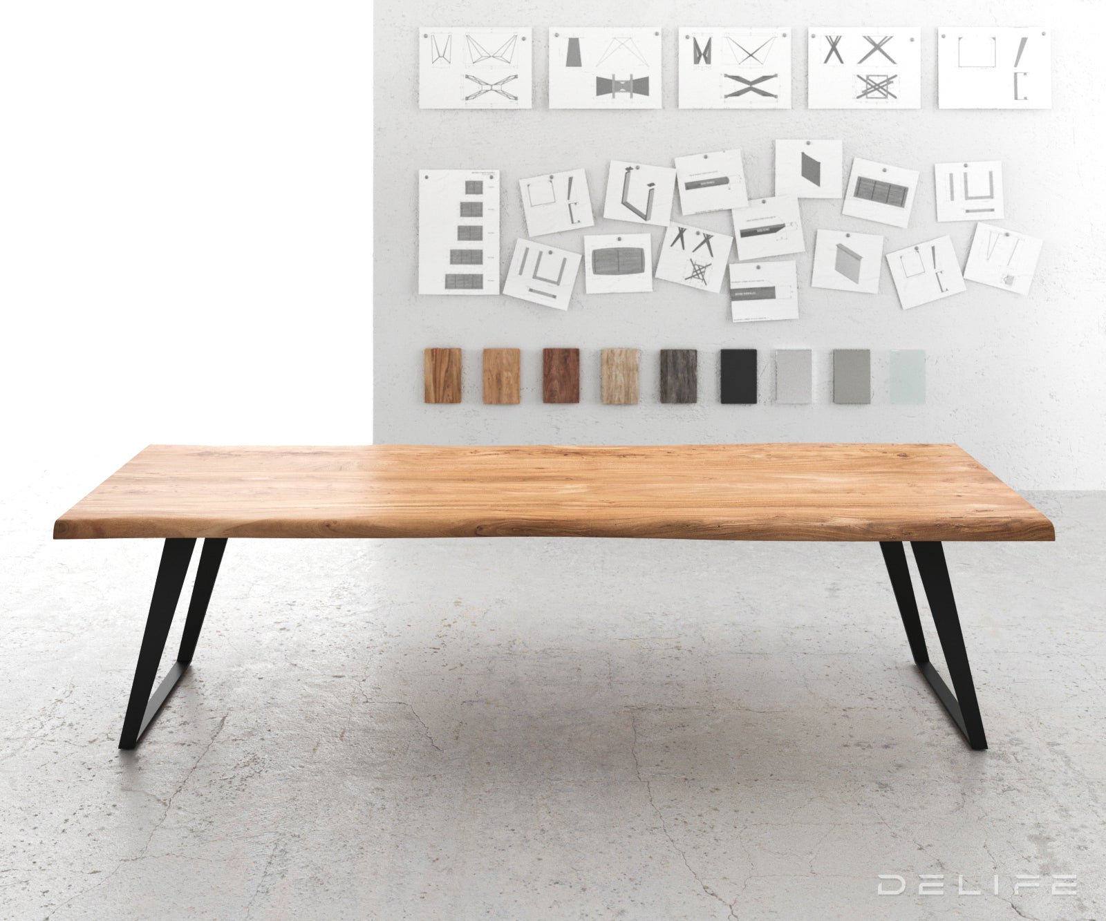 Blagovaonski stol Edge, Materijal: Bagrem, Debljina ploče: 5,5cm