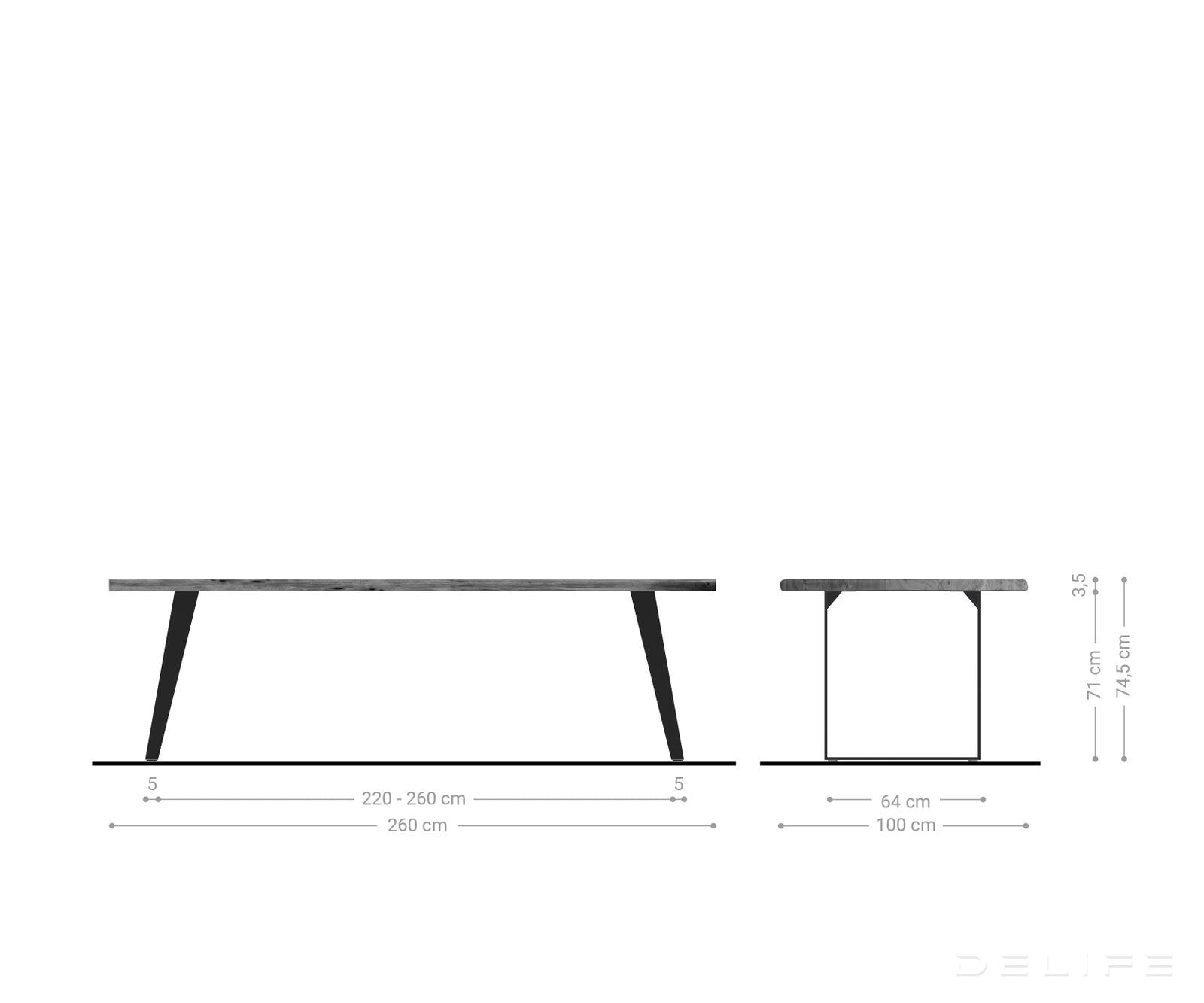 Blagovaonski stol Edge, Materijal: Bagrem, Debljina ploče: 3,5cm