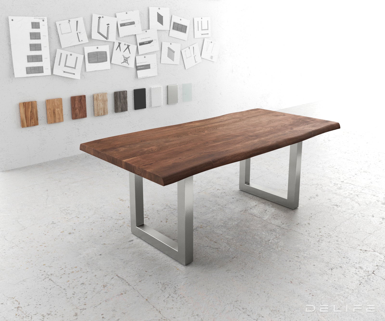 Blagovaonski stol Edge, Materijal: Bagrem, Debljina ploče: 5,5cm