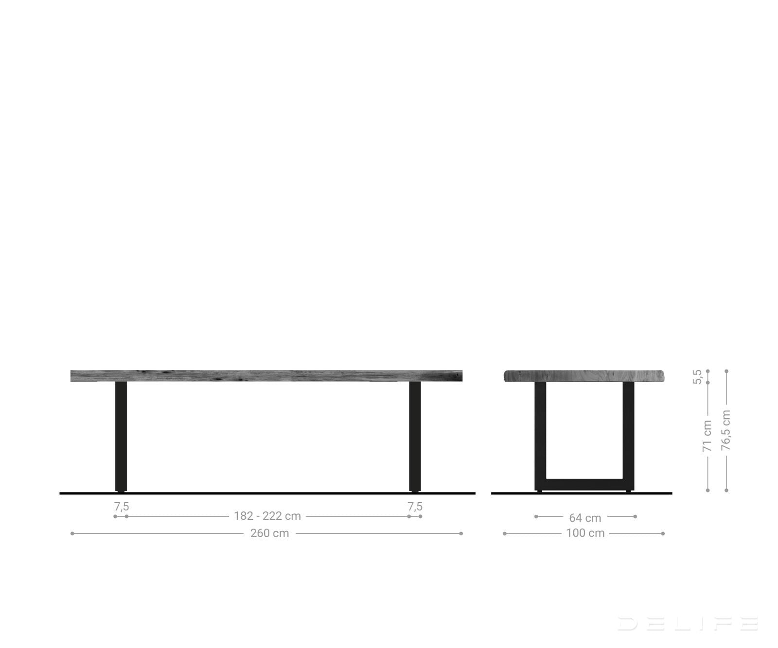 Blagovaonski stol Edge, Materijal: Bagrem, Debljina ploče: 5,5cm
