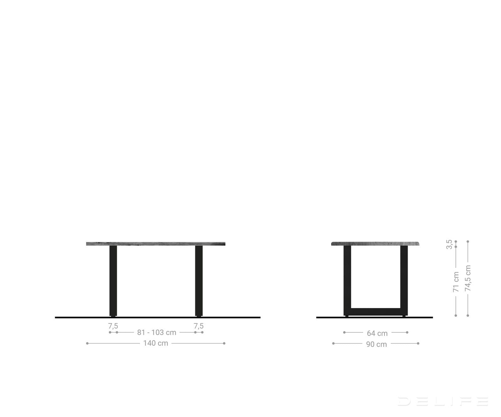 Blagovaonski stol Edge, Materijal: Bagrem, Debljina ploče: 3,5cm
