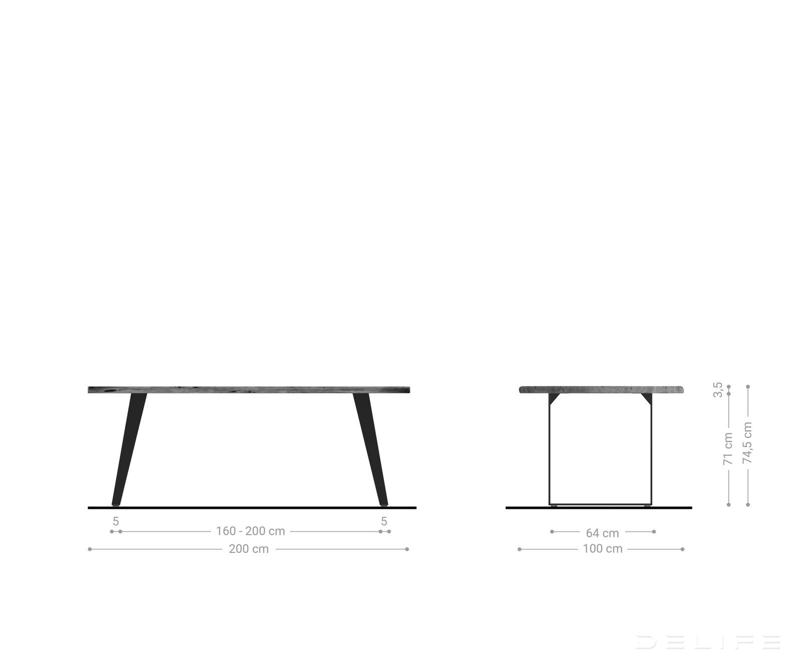 Blagovaonski stol Edge, Materijal: Bagrem, Debljina ploče: 3,5cm