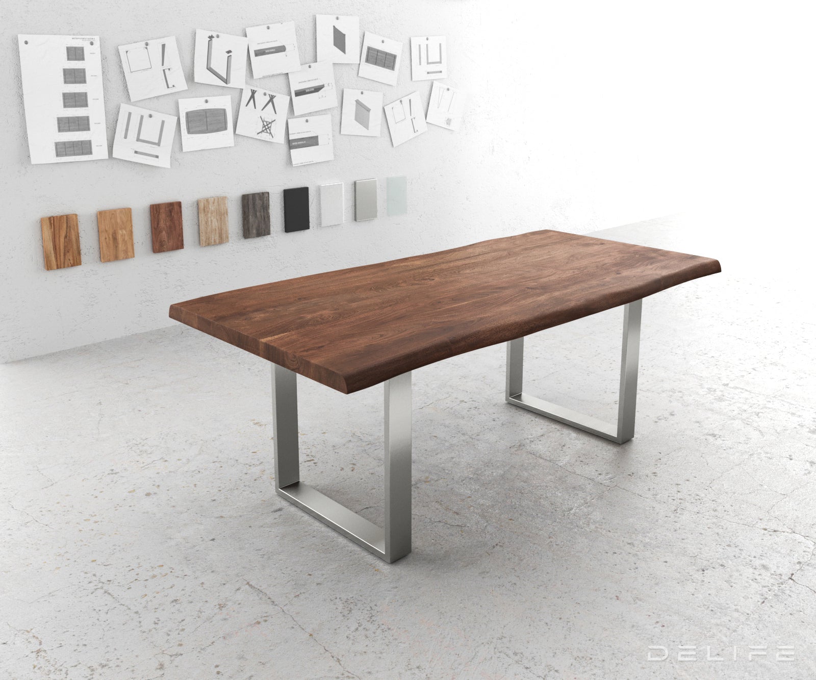 Blagovaonski stol Edge, Materijal: Bagrem, Debljina ploče: 5,5cm