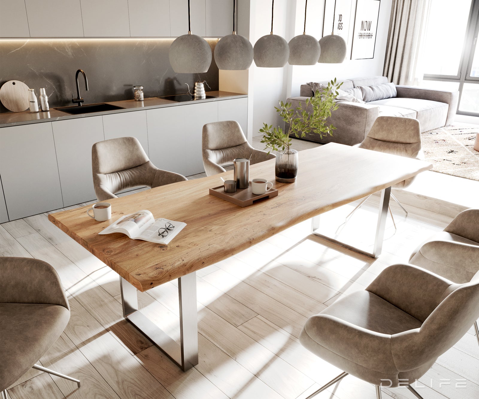 Blagovaonski stol Edge, Materijal: Bagrem, Debljina ploče: 3,5cm