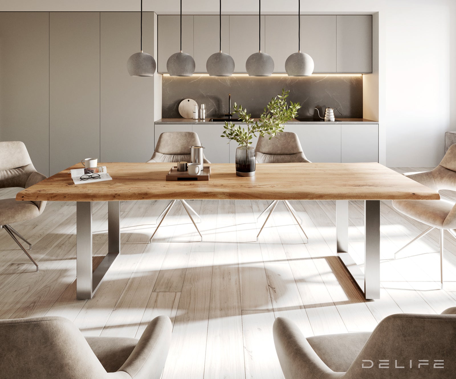 Blagovaonski stol Edge, Materijal: Bagrem, Debljina ploče: 3,5cm