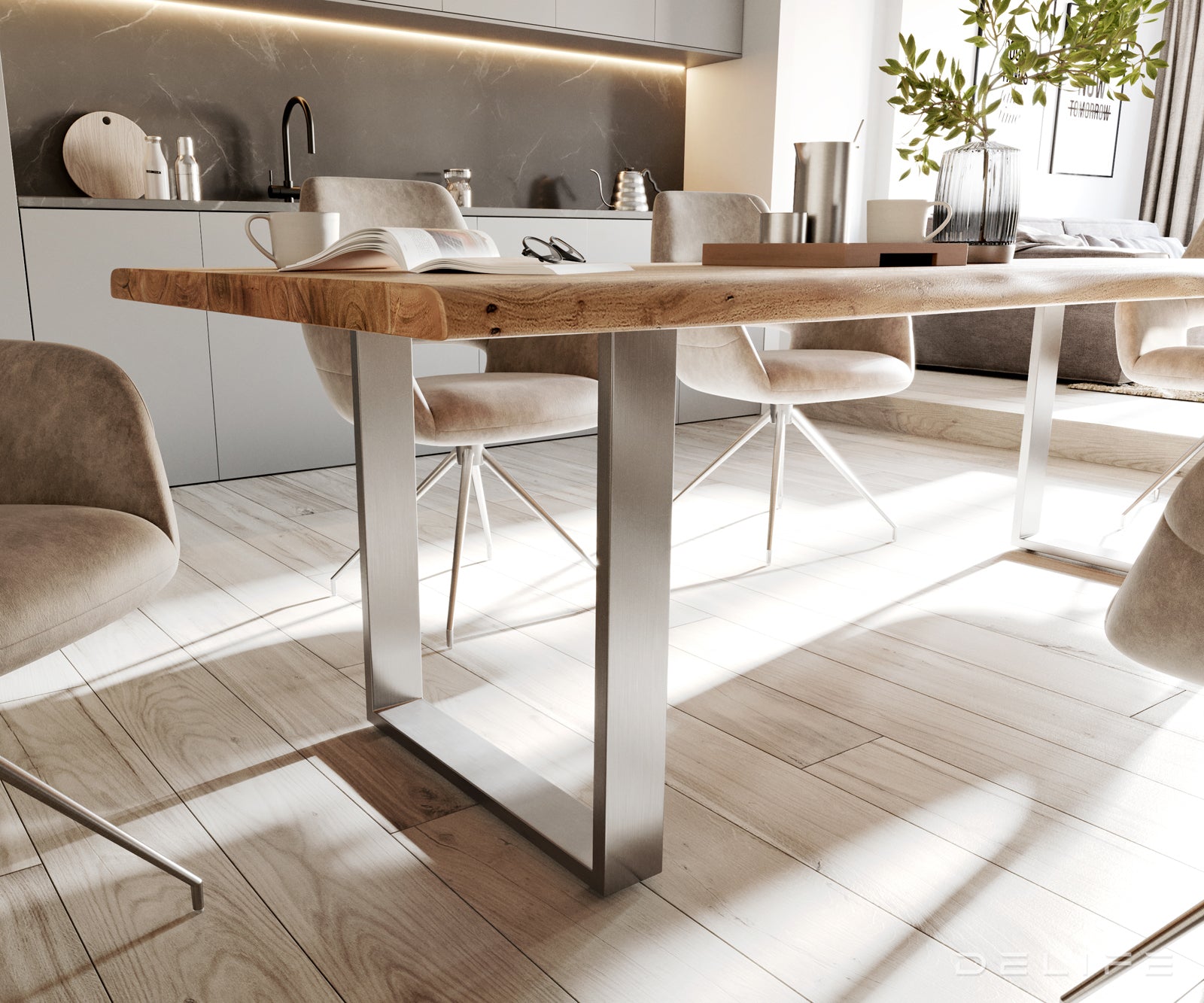 Blagovaonski stol Edge, Materijal: Bagrem, Debljina ploče: 3,5cm