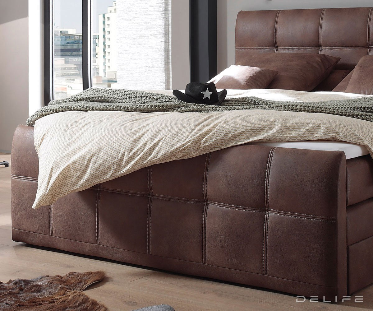 Box spring krevet Amarillo sa spremnikom za odlaganje - Kvadratni prošiv - Mikrofibra