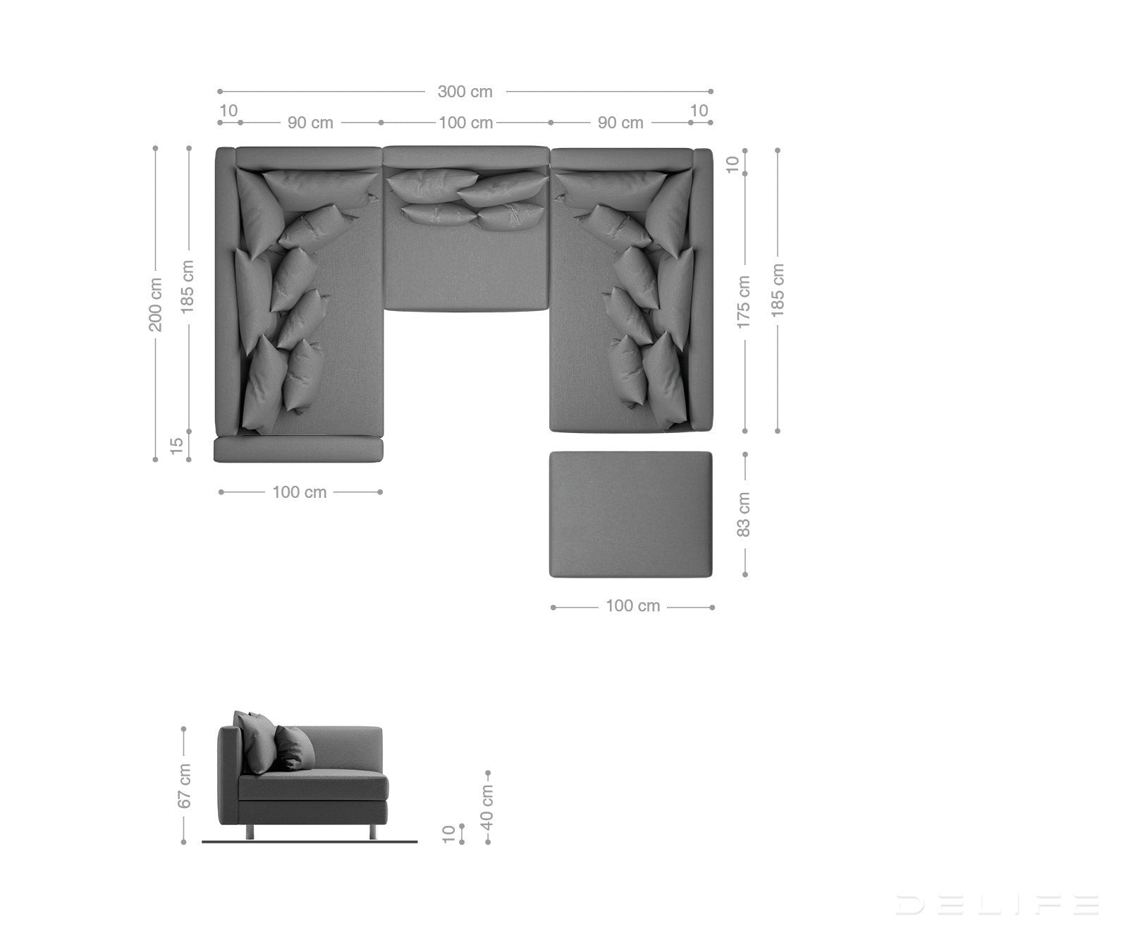 Kutna garnitura Clovis 300x200cm, Materijal: Mikrovelur