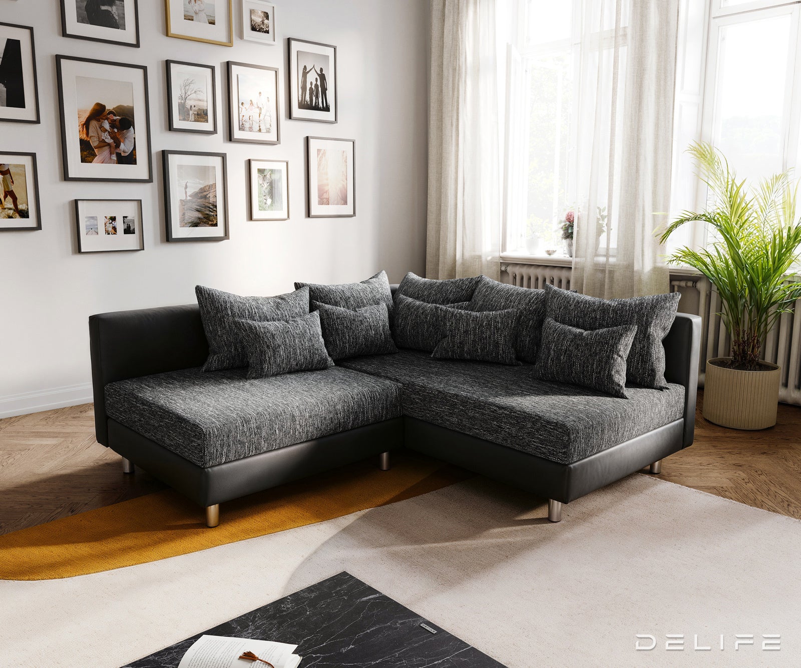 Kutna garnitura Clovis 200x185cm, Materijal: Strukturirana tkanina/Umjetna koža