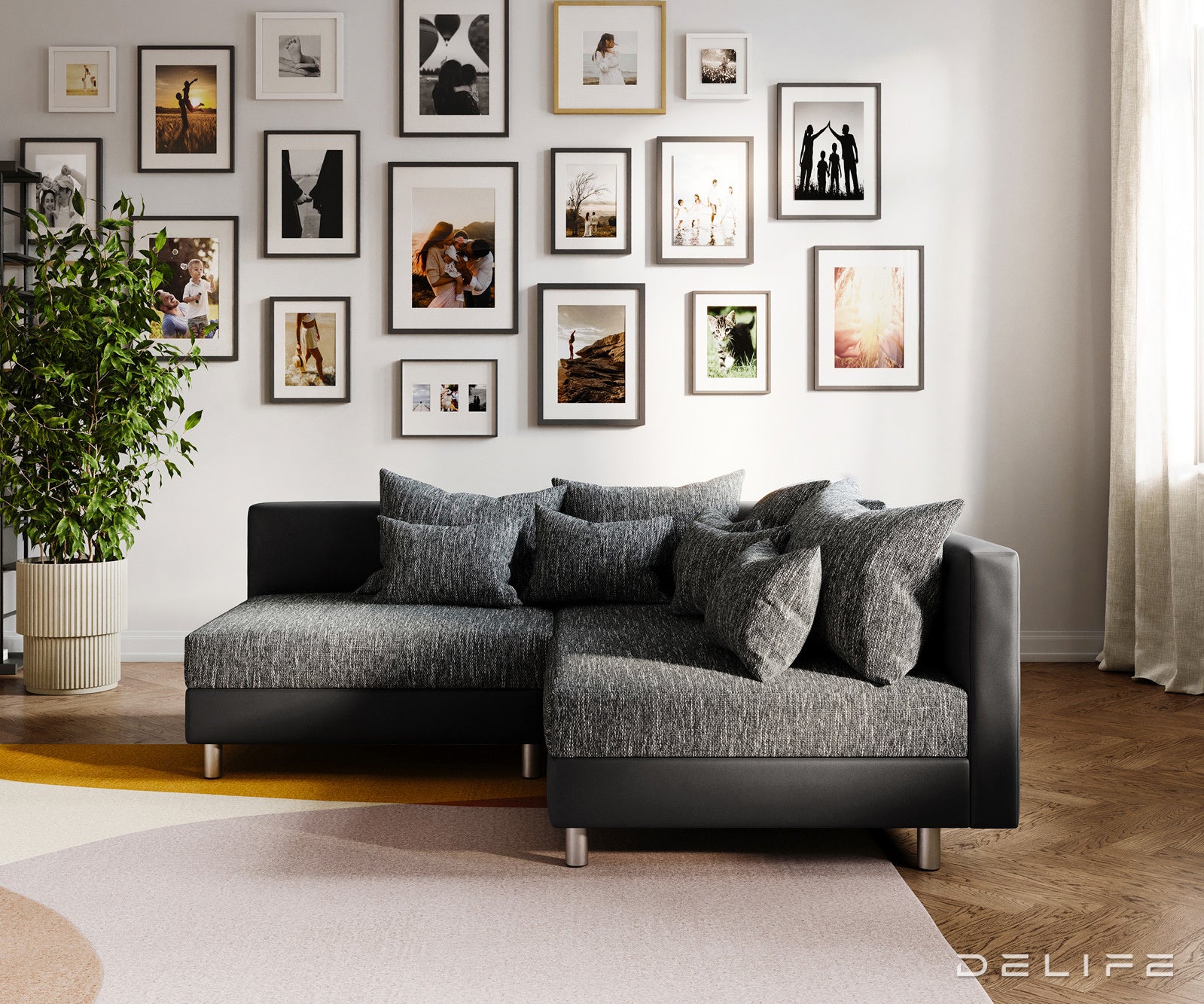 Kutna garnitura Clovis 200x185cm, Materijal: Strukturirana tkanina/Umjetna koža