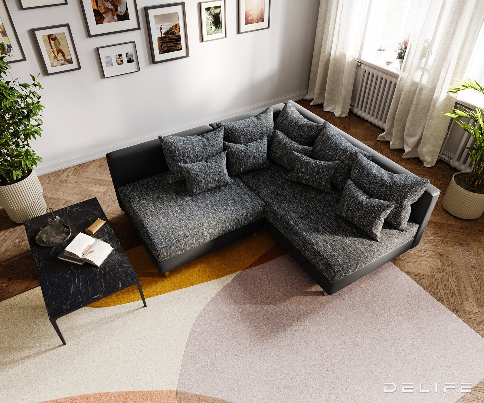 Kutna garnitura Clovis 200x185cm, Materijal: Strukturirana tkanina/Umjetna koža