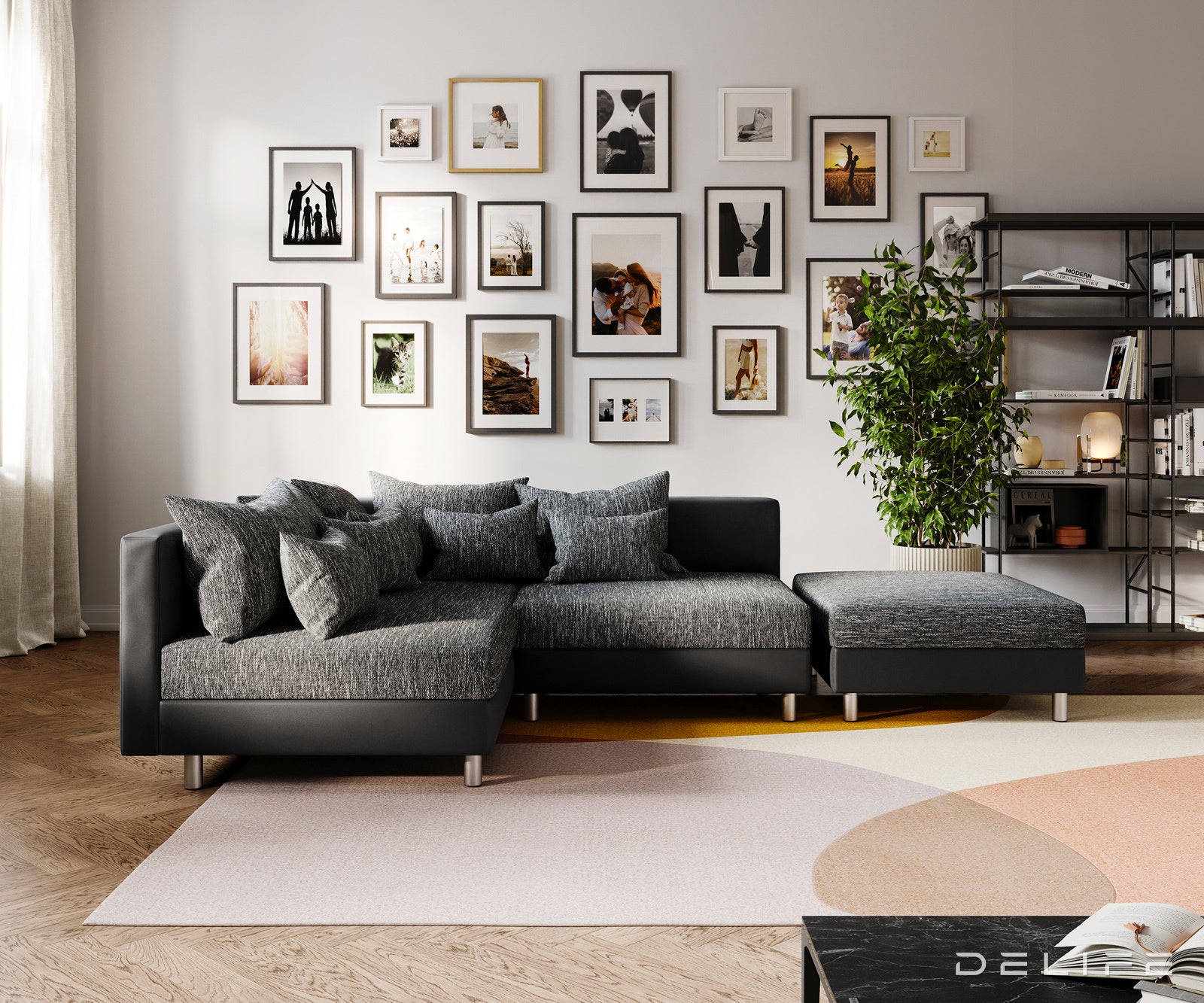 Kutna garnitura Clovis 200x185cm, Materijal: Strukturirana tkanina/Umjetna koža