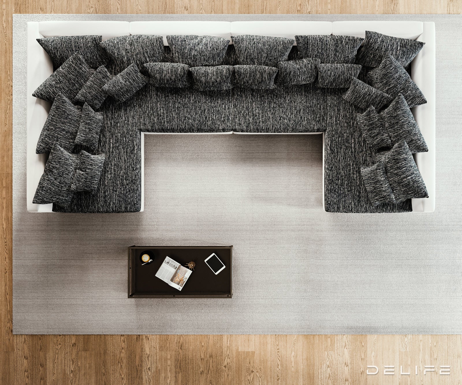 Kutna garnitura Clovis XL 400x185cm, Materijal: Strukturirana tkanina/Umjetna koža