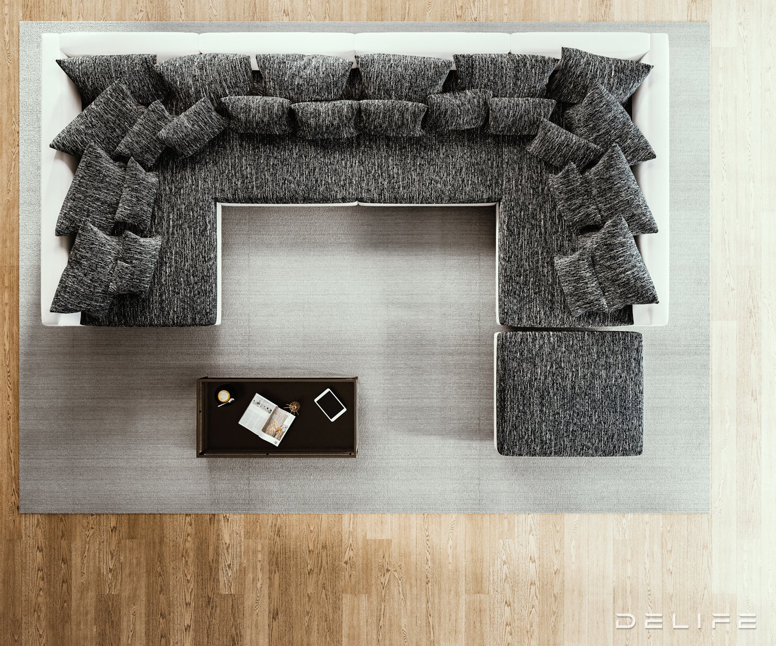 Kutna garnitura Clovis XL 400x185cm, Materijal: Strukturirana tkanina/Umjetna koža