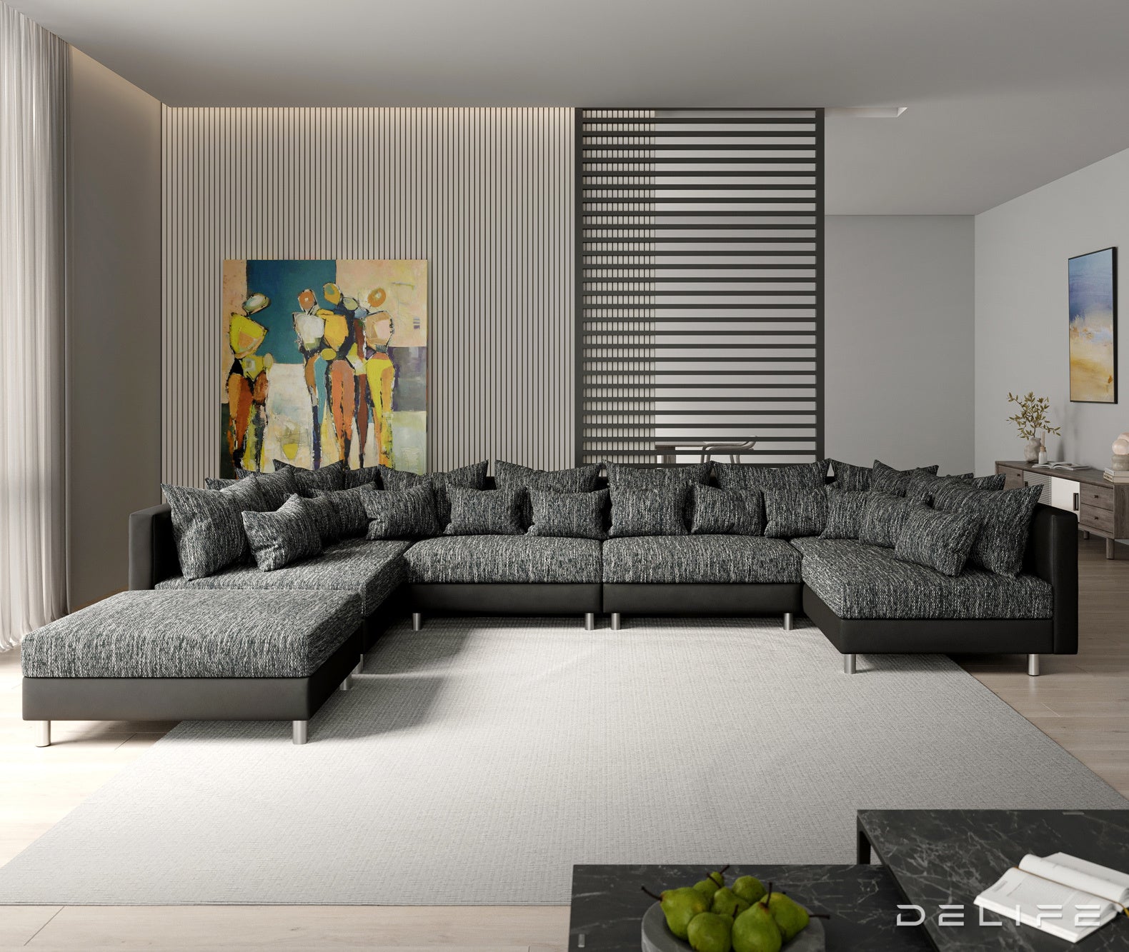 Kutna garnitura Clovis XL 400x185cm, Materijal: Strukturirana tkanina/Umjetna koža