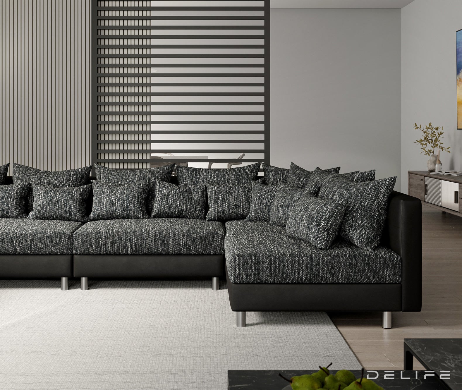 Kutna garnitura Clovis XL 400x185cm, Materijal: Strukturirana tkanina/Umjetna koža