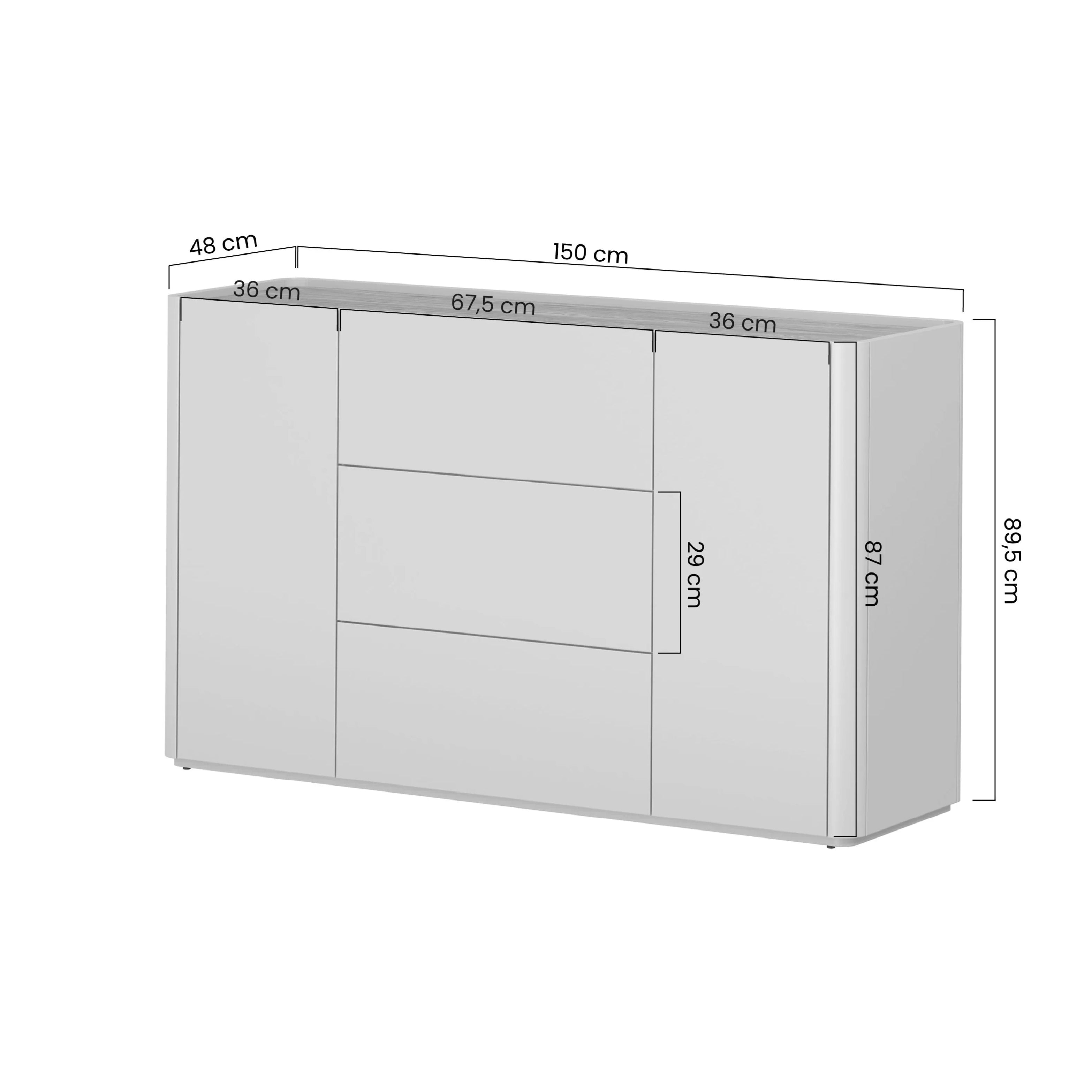 Komoda Elivo 150cm, Materijal: MDF,Melaminska ploča