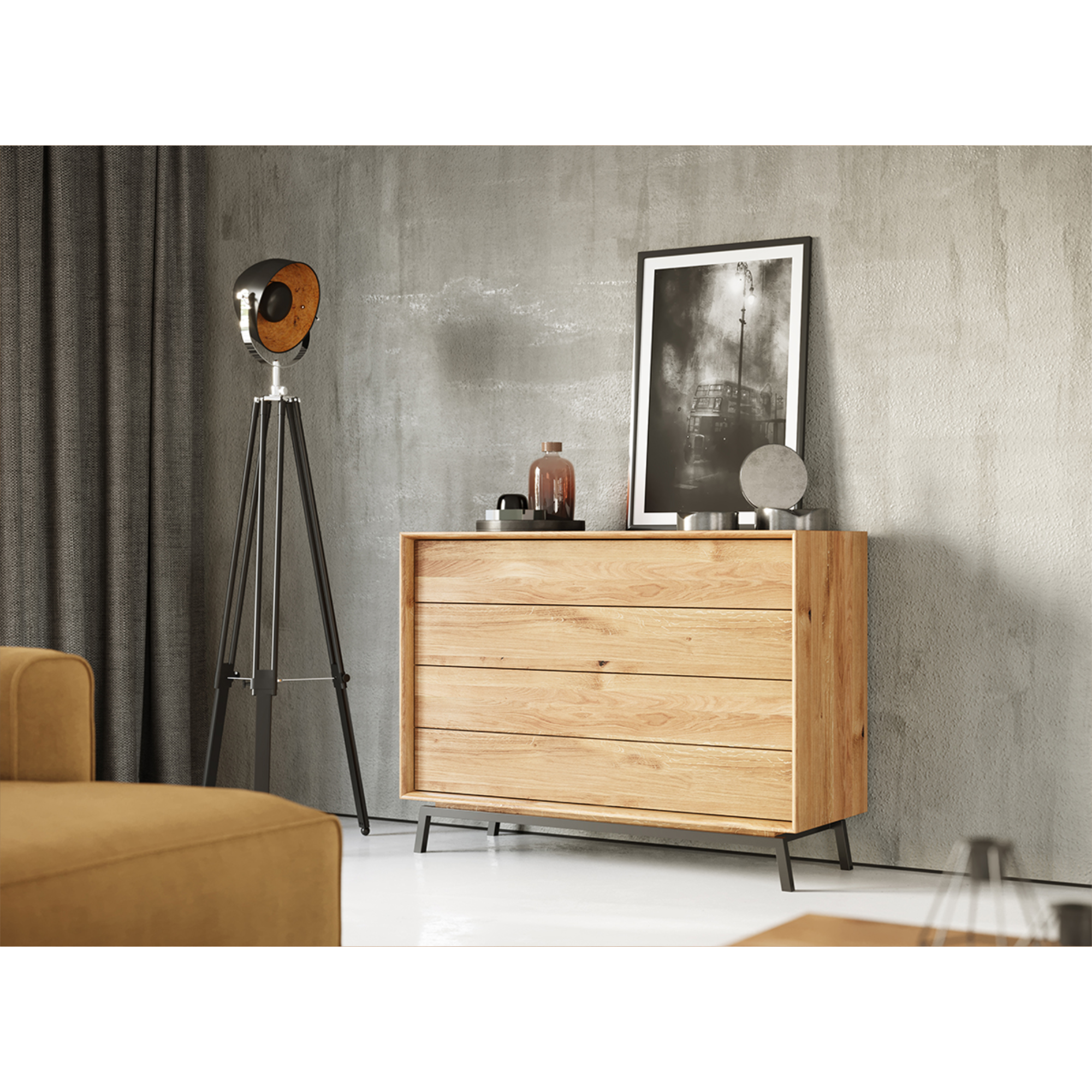 Komoda Modern Loft 120,50x45cm, Materijal: Masivno  Drvo Hrast