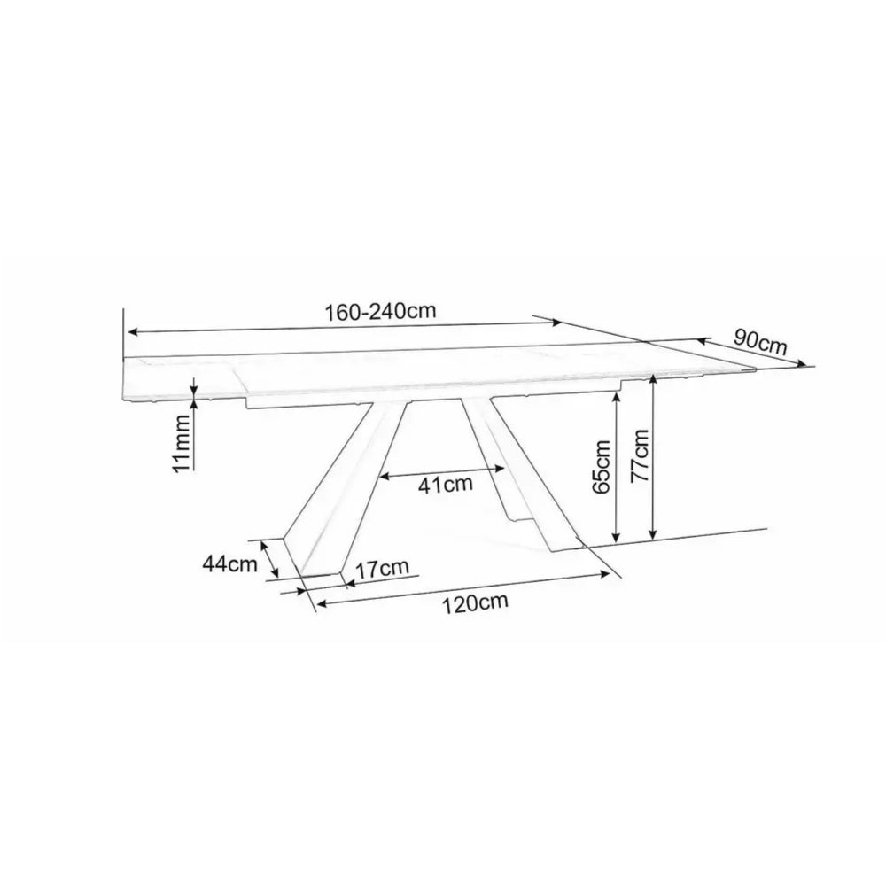 Blagovaonski stol Salvadore 160/240x90cm, Materijal: Kaljeno staklo