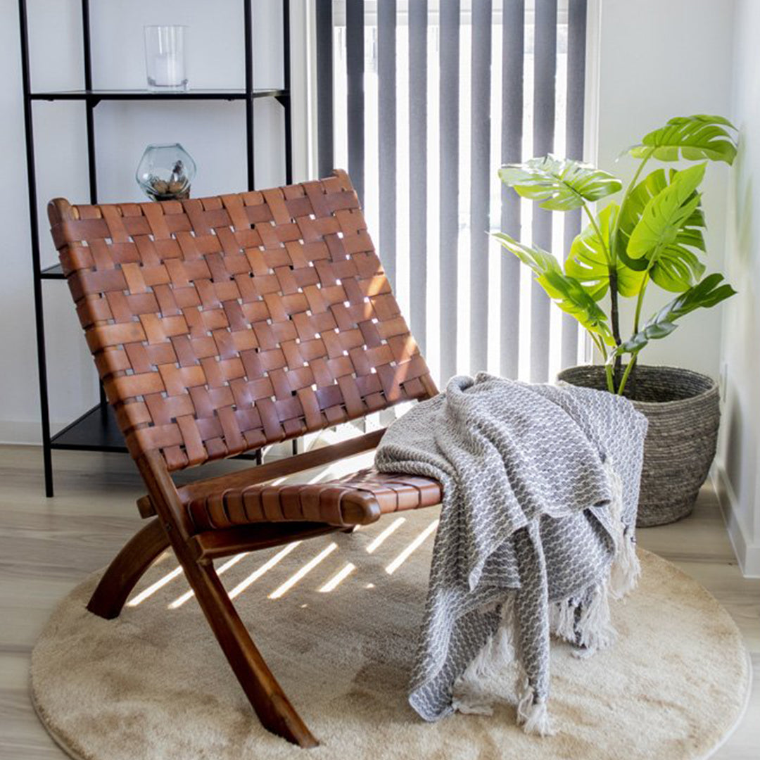 Fotelja Perugia, Materijal: Tikovina/Koža