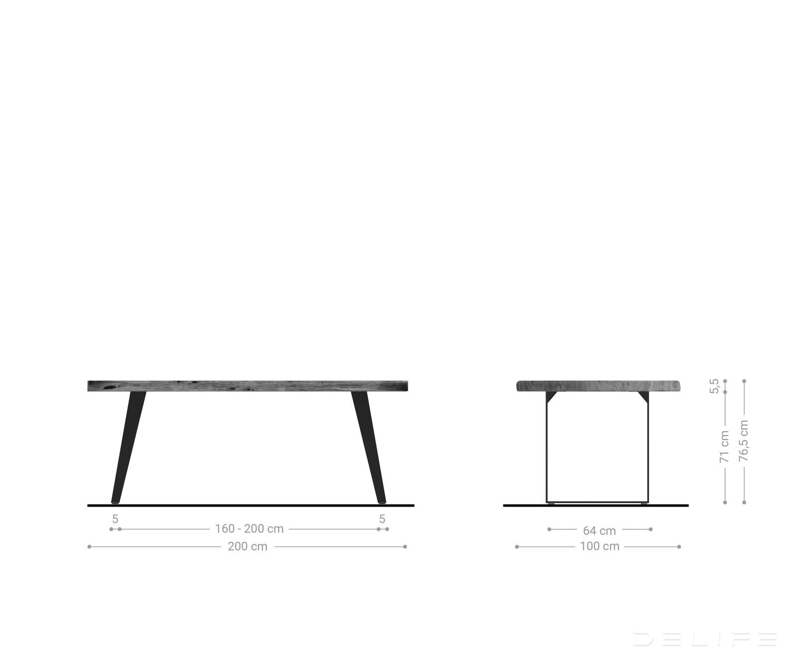 Blagovaonski stol Edge, Materijal: Bagrem, Debljina ploče: 5,5cm