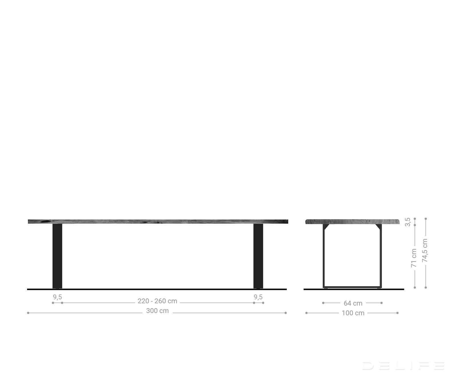 Blagovaonski stol Edge, Materijal: Bagrem, Debljina ploče: 3,5cm
