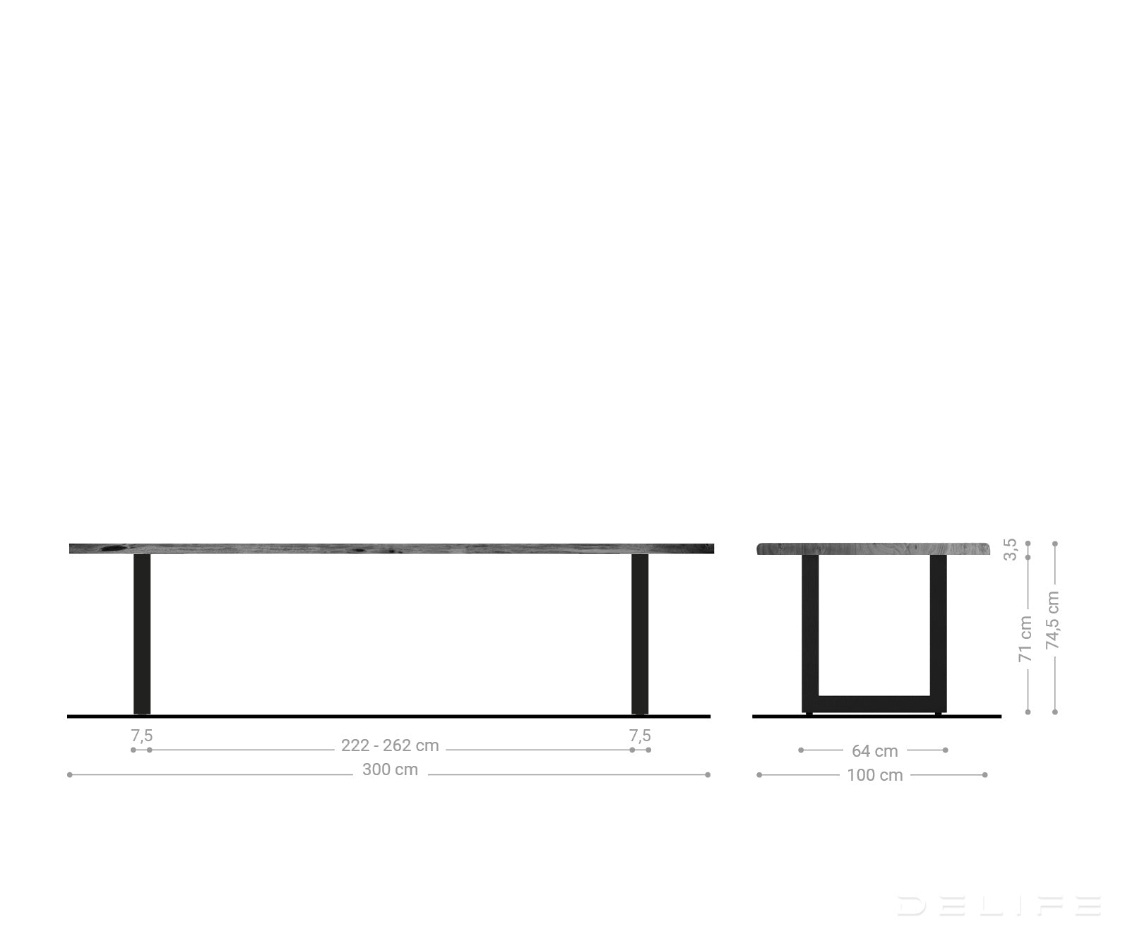 Blagovaonski stol Edge, Materijal: Bagrem, Debljina ploče: 3,5cm