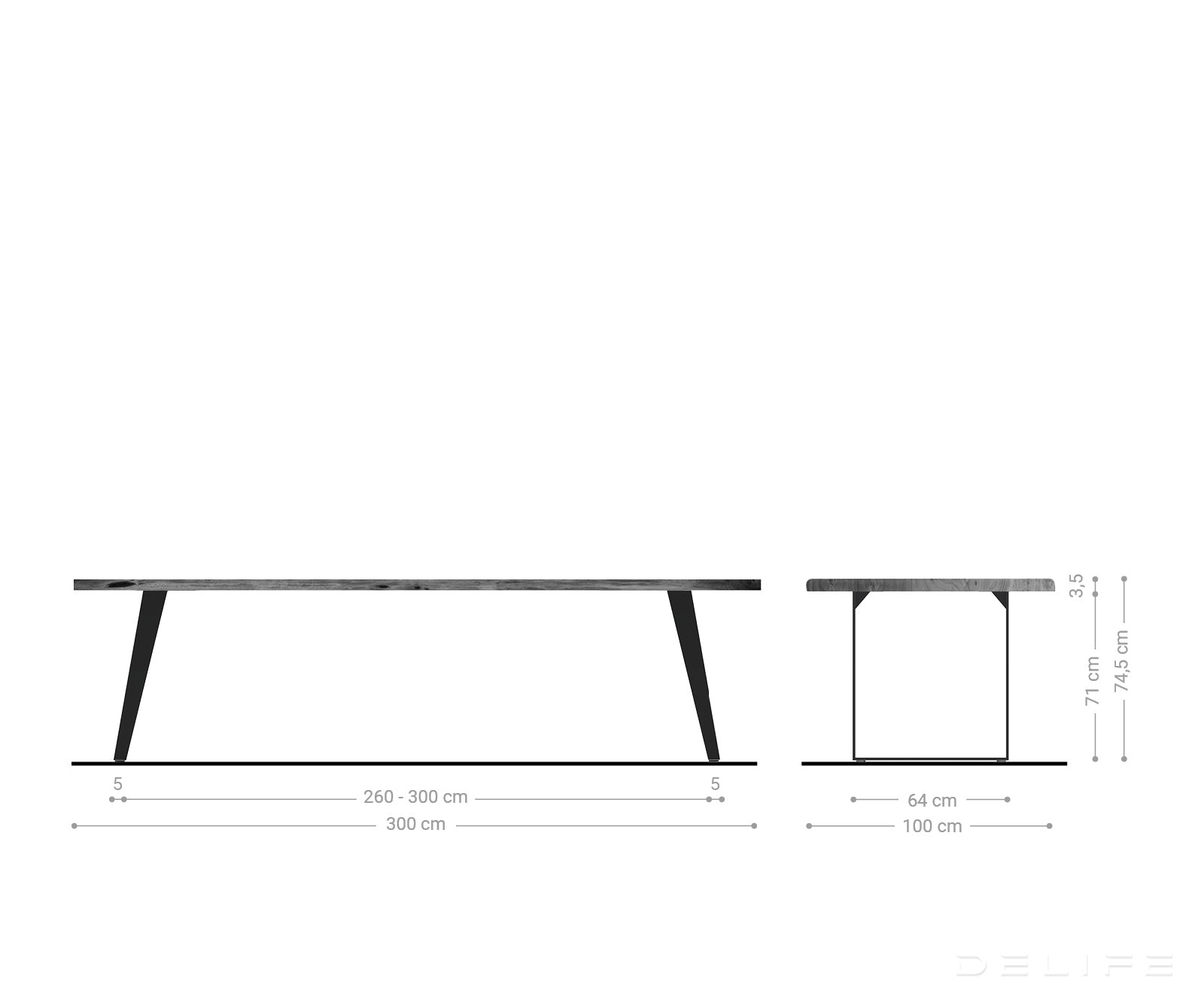 Blagovaonski stol Edge, Materijal: Bagrem, Debljina ploče: 3,5cm