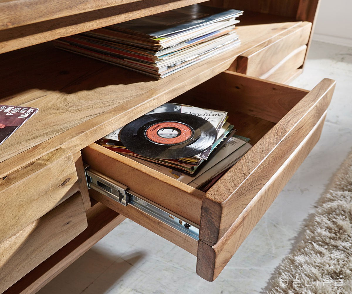 Komoda Live Edge, 3 ladice, 1 pretinac, Materijal: Bagrem