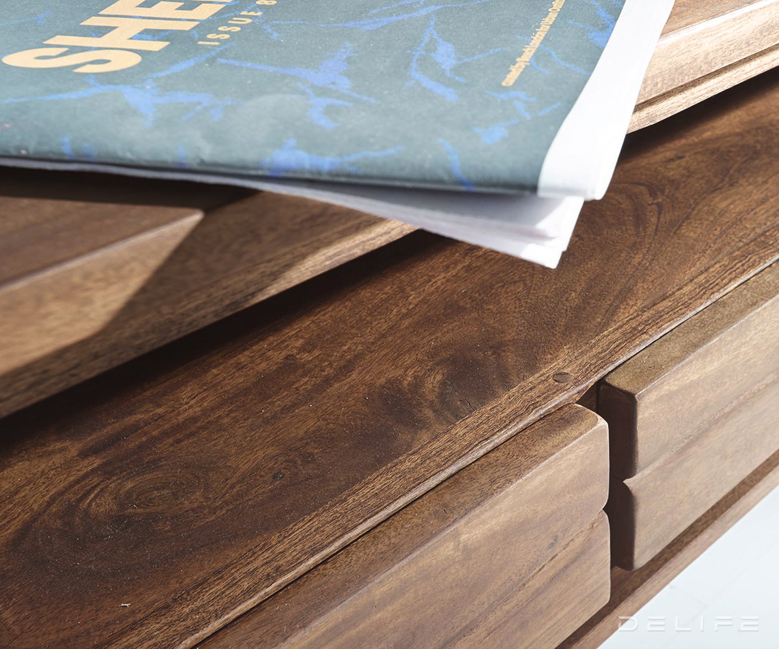 Komoda Live Edge, 3 ladice, 1 pretinac, Materijal: Bagrem