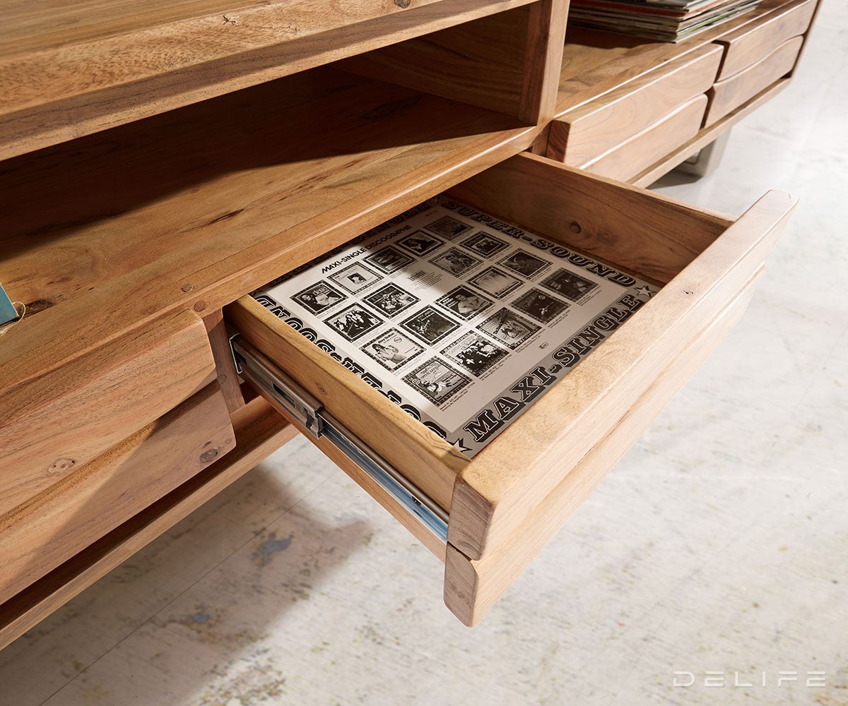 Komoda Live Edge, 3 ladice, 1 pretinac, Materijal: Bagrem